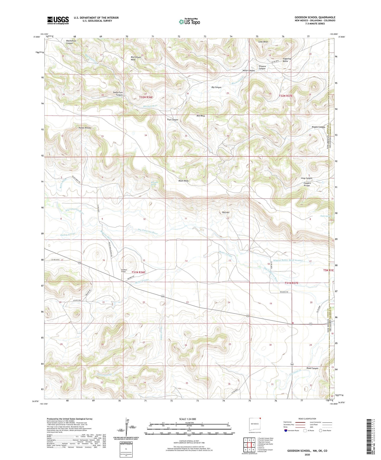 Goodson School New Mexico US Topo Map Image