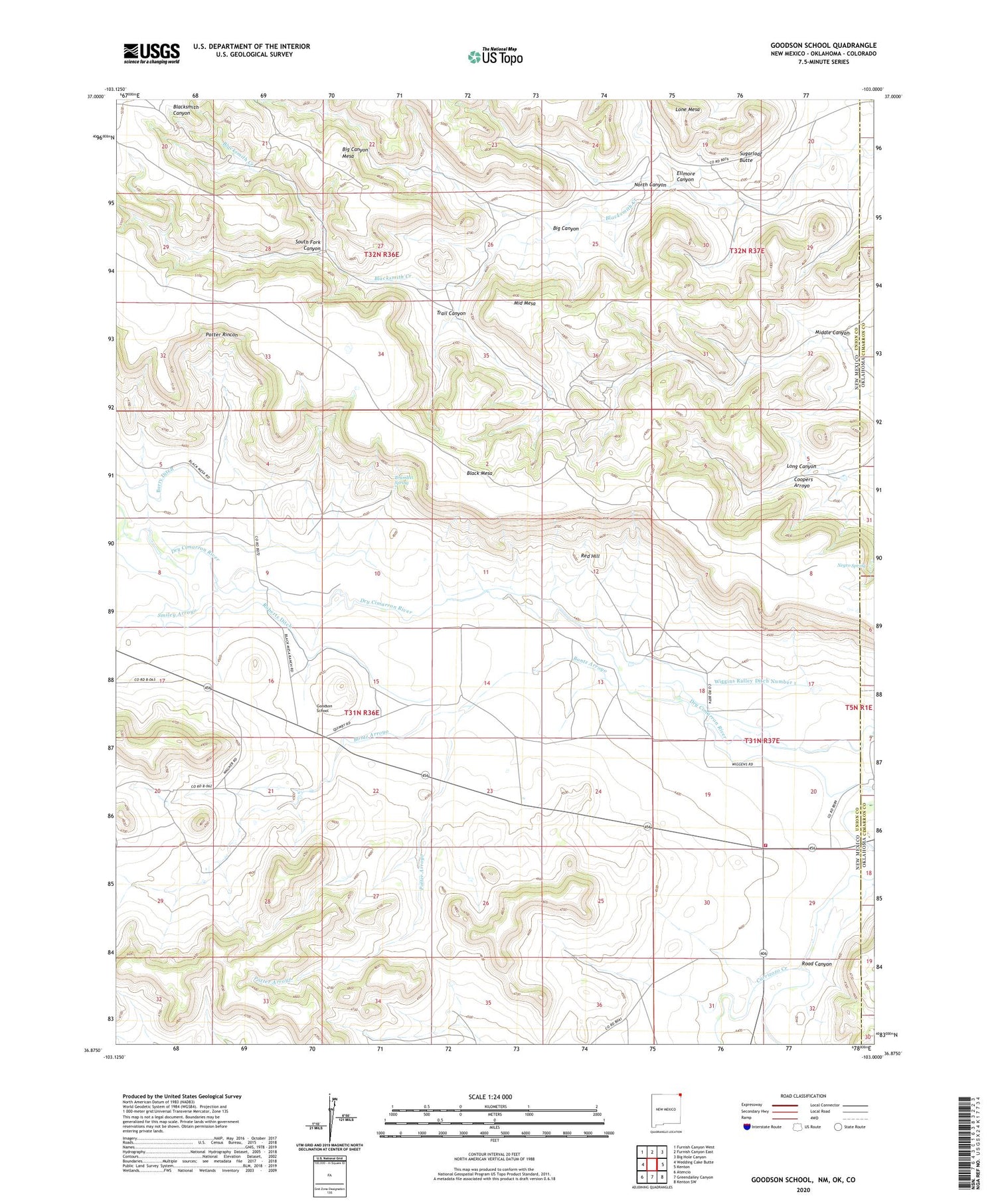 Goodson School New Mexico US Topo Map Image