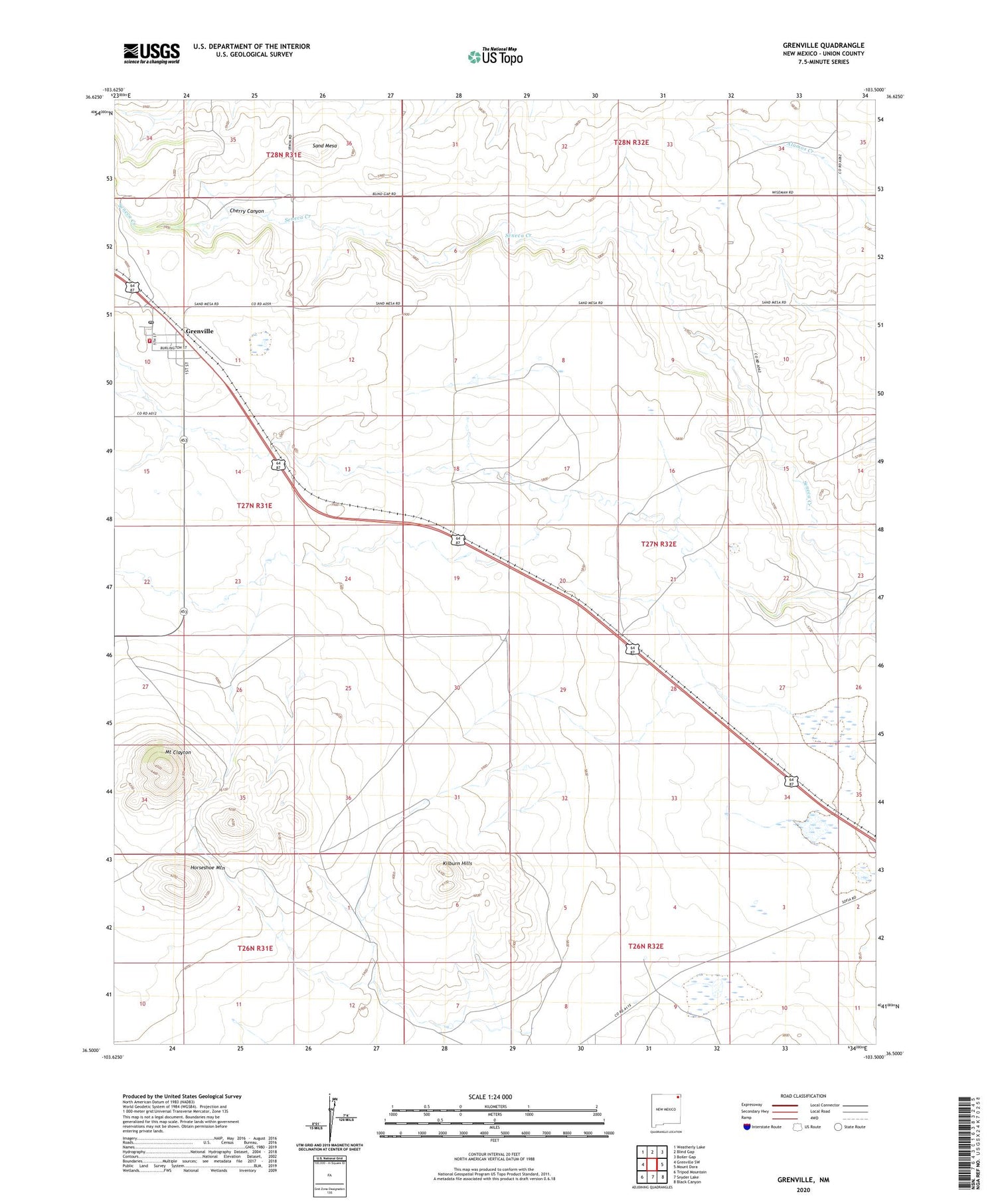 Grenville New Mexico US Topo Map Image