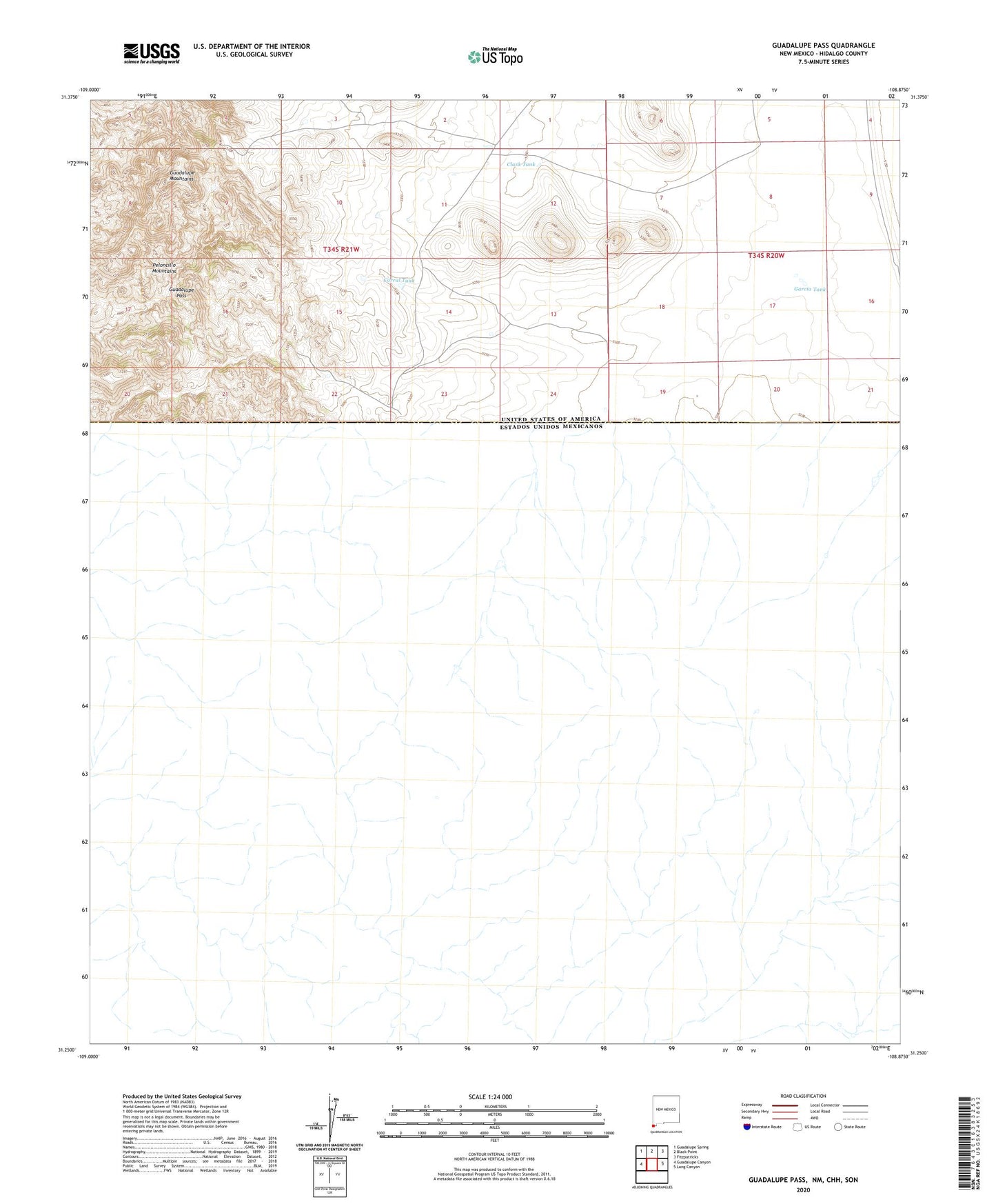 Guadalupe Pass New Mexico US Topo Map Image