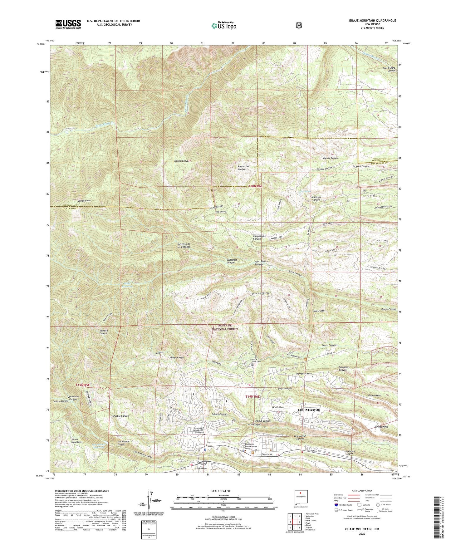 Guaje Mountain New Mexico US Topo Map Image