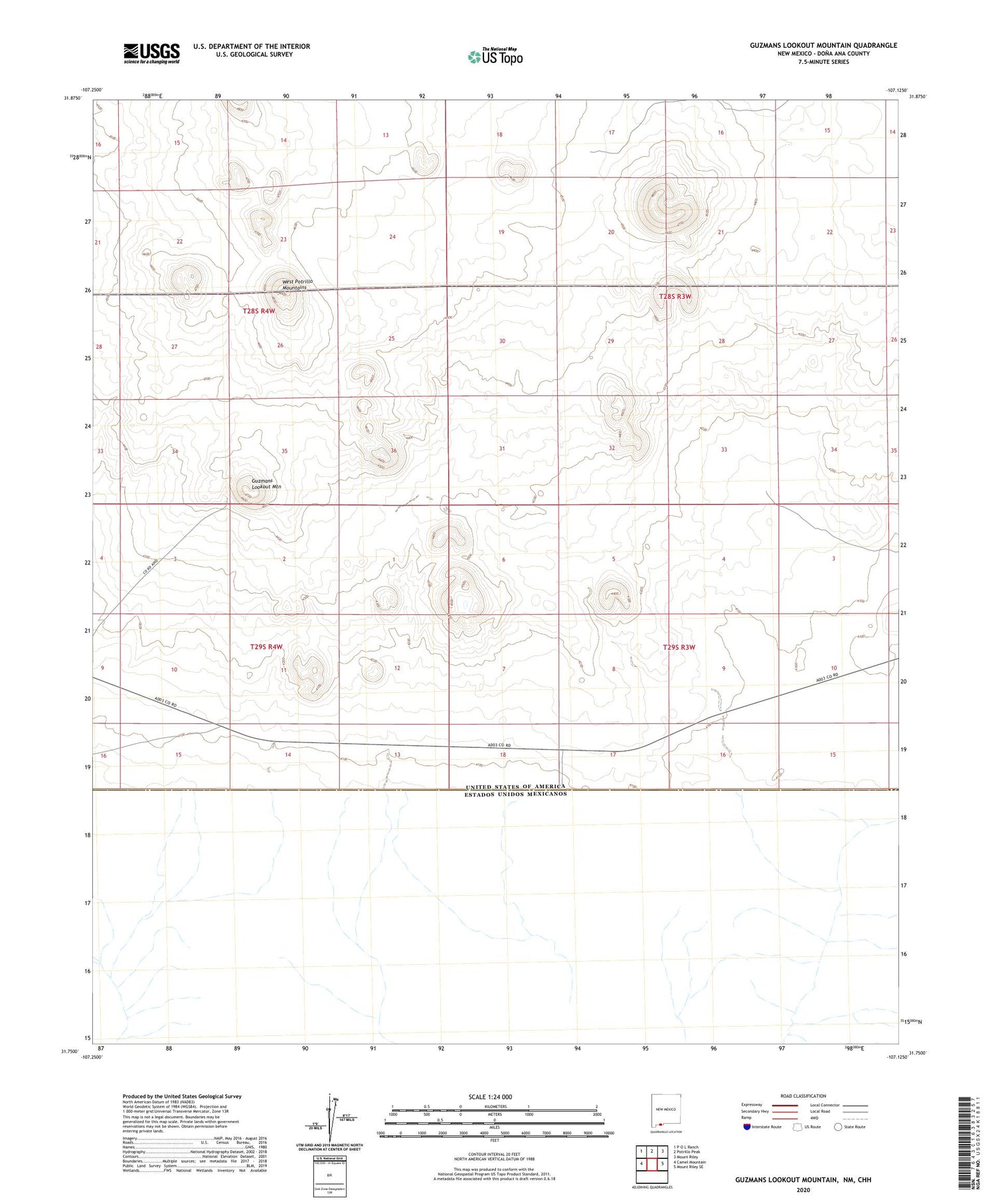 Guzmans Lookout Mountain New Mexico US Topo Map Image