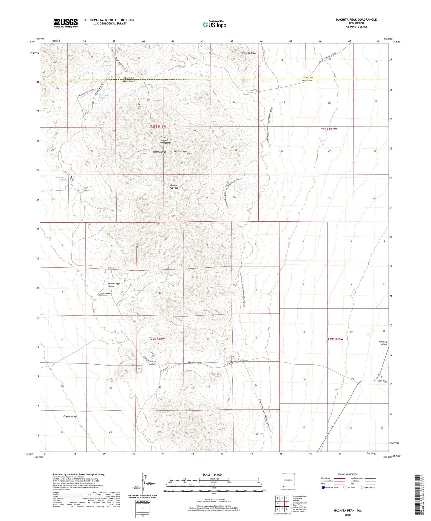Hachita Peak New Mexico US Topo Map Image