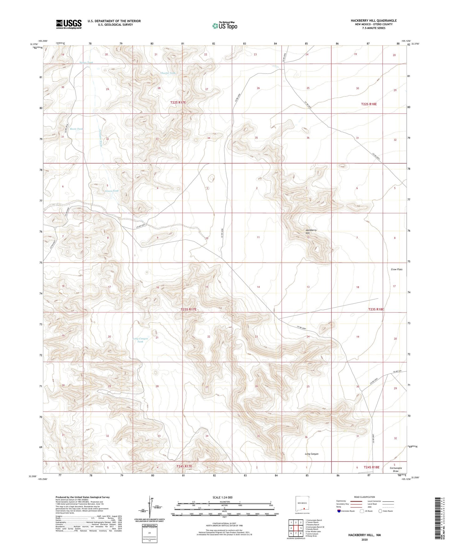 Hackberry Hill New Mexico US Topo Map Image
