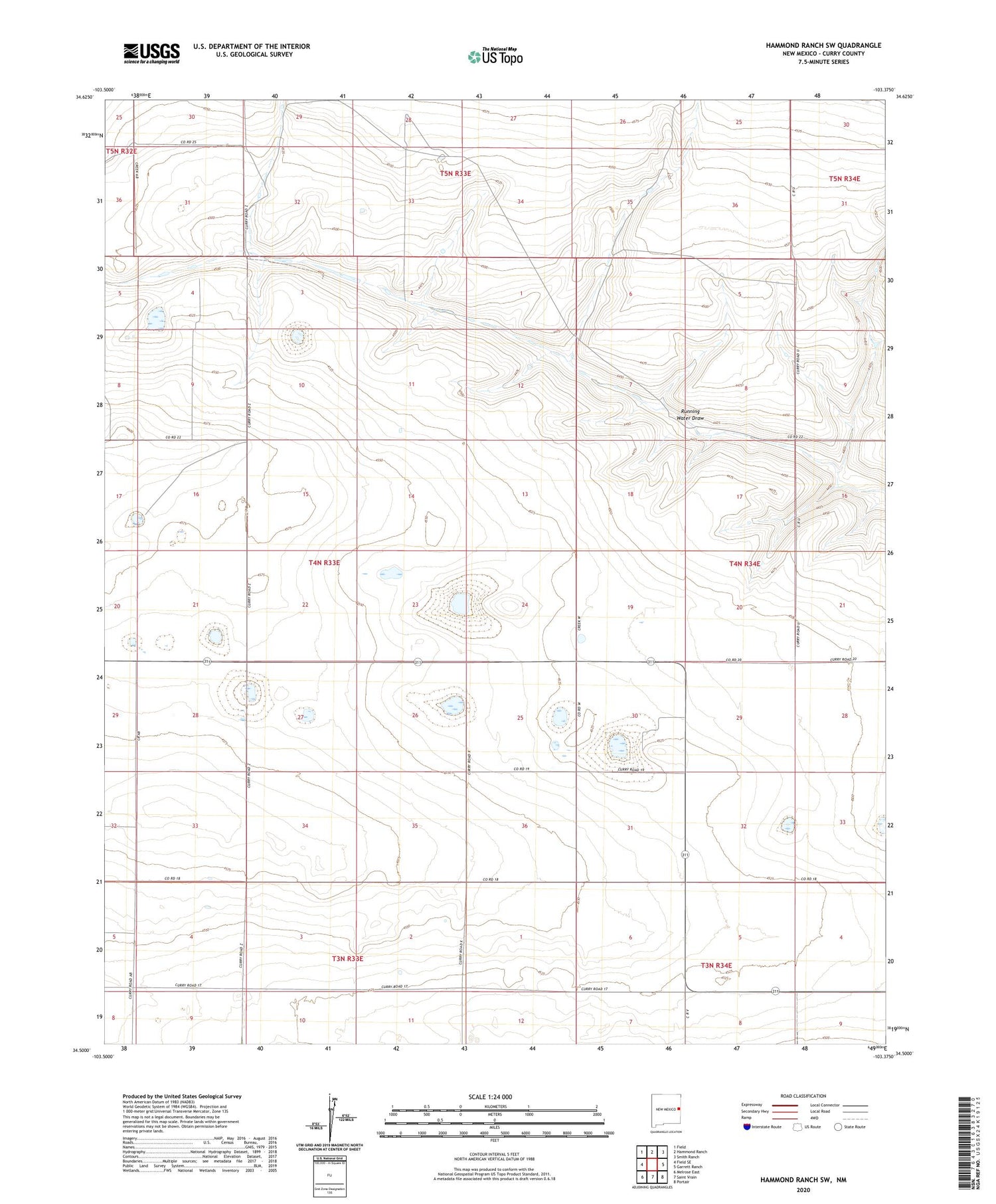 Hammond Ranch SW New Mexico US Topo Map Image