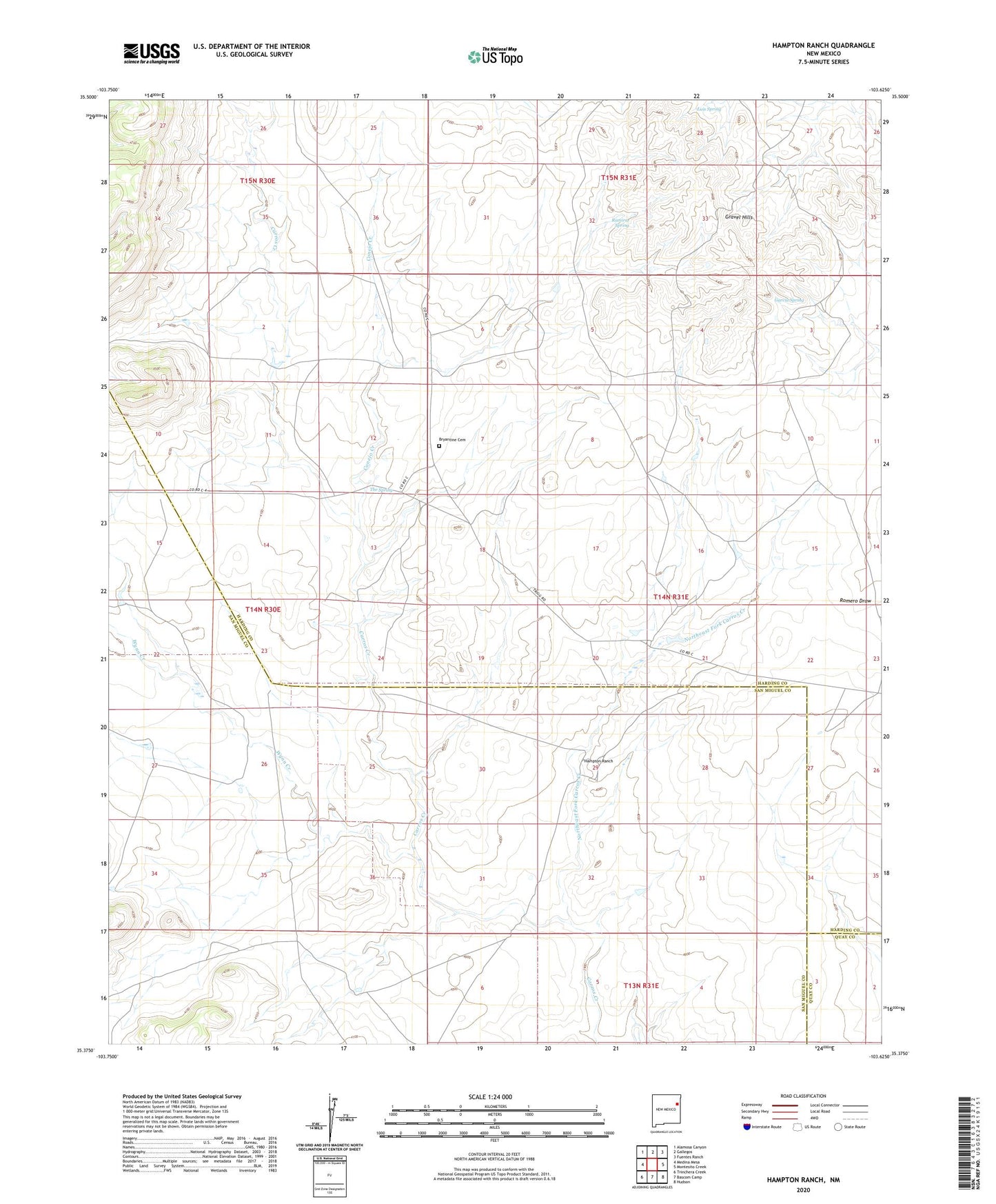 Hampton Ranch New Mexico US Topo Map Image