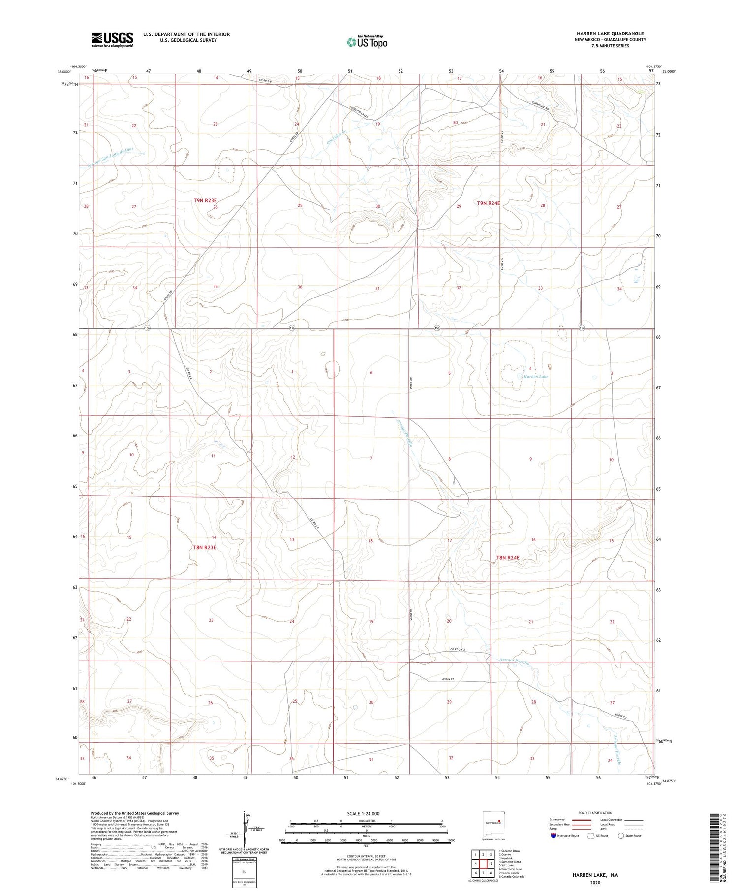 Harben Lake New Mexico US Topo Map Image