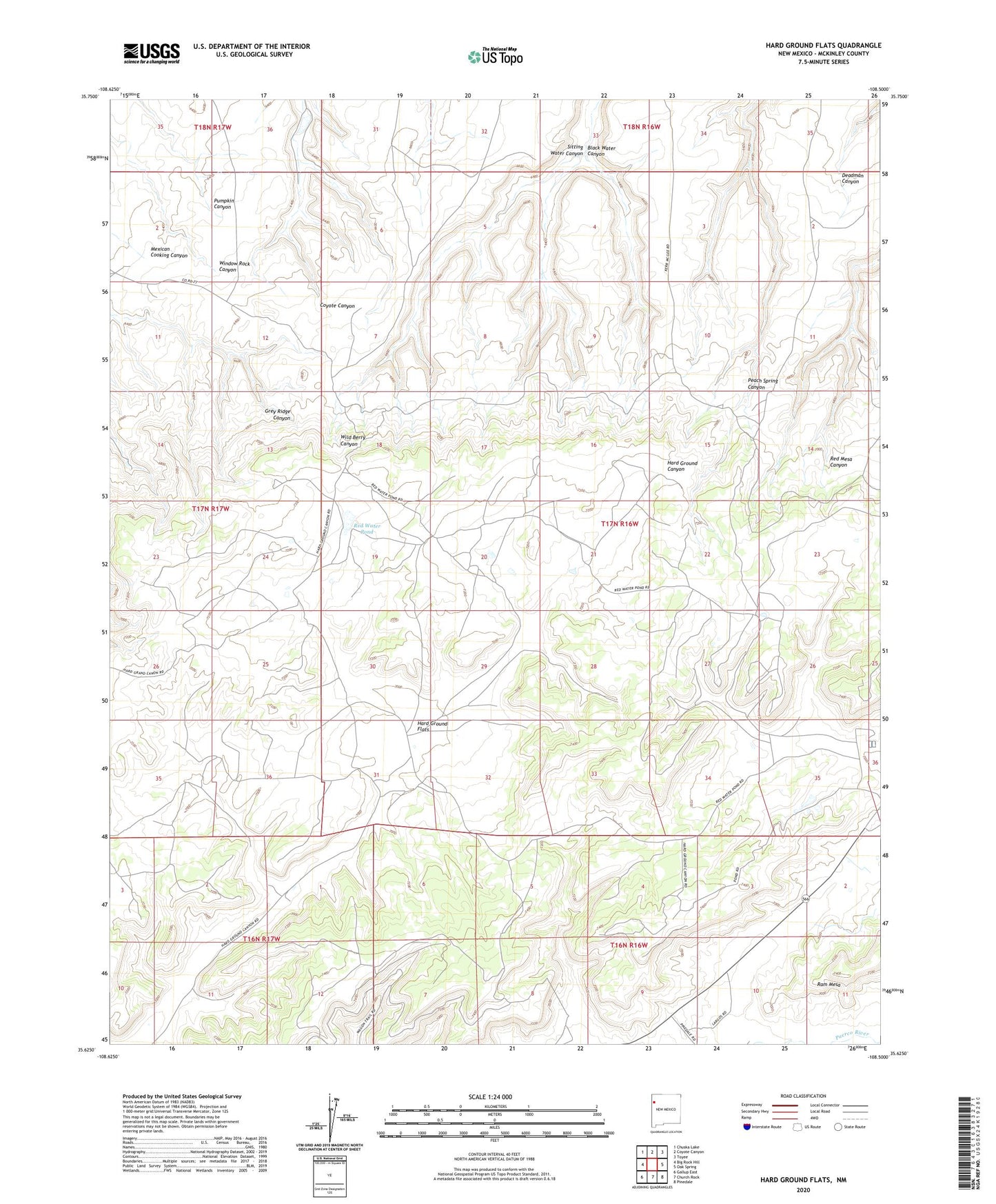 Hard Ground Flats New Mexico US Topo Map Image