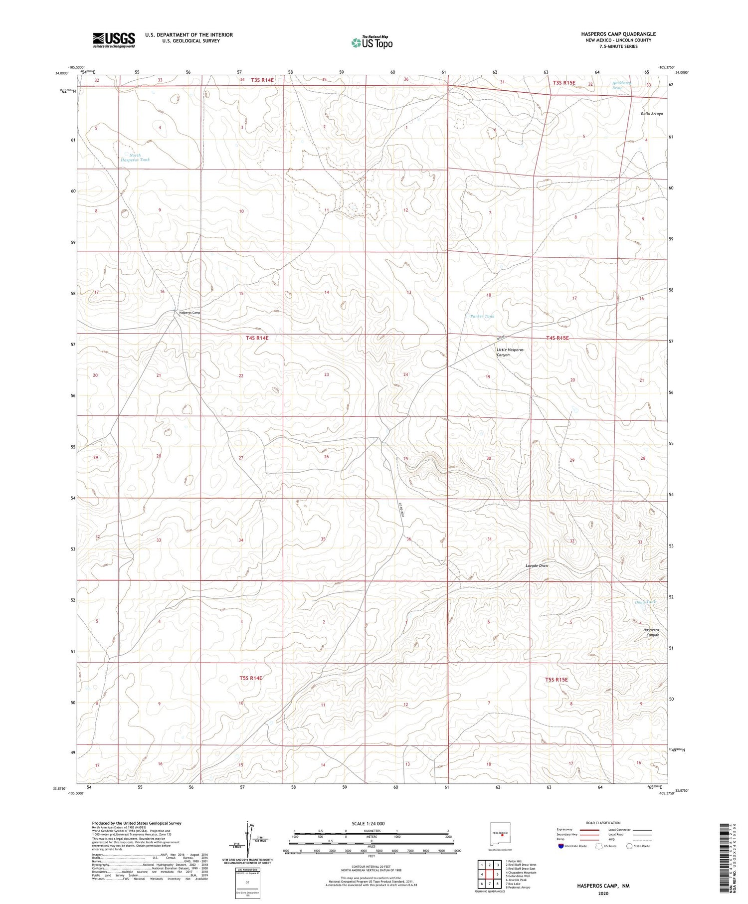 Hasperos Camp New Mexico US Topo Map Image
