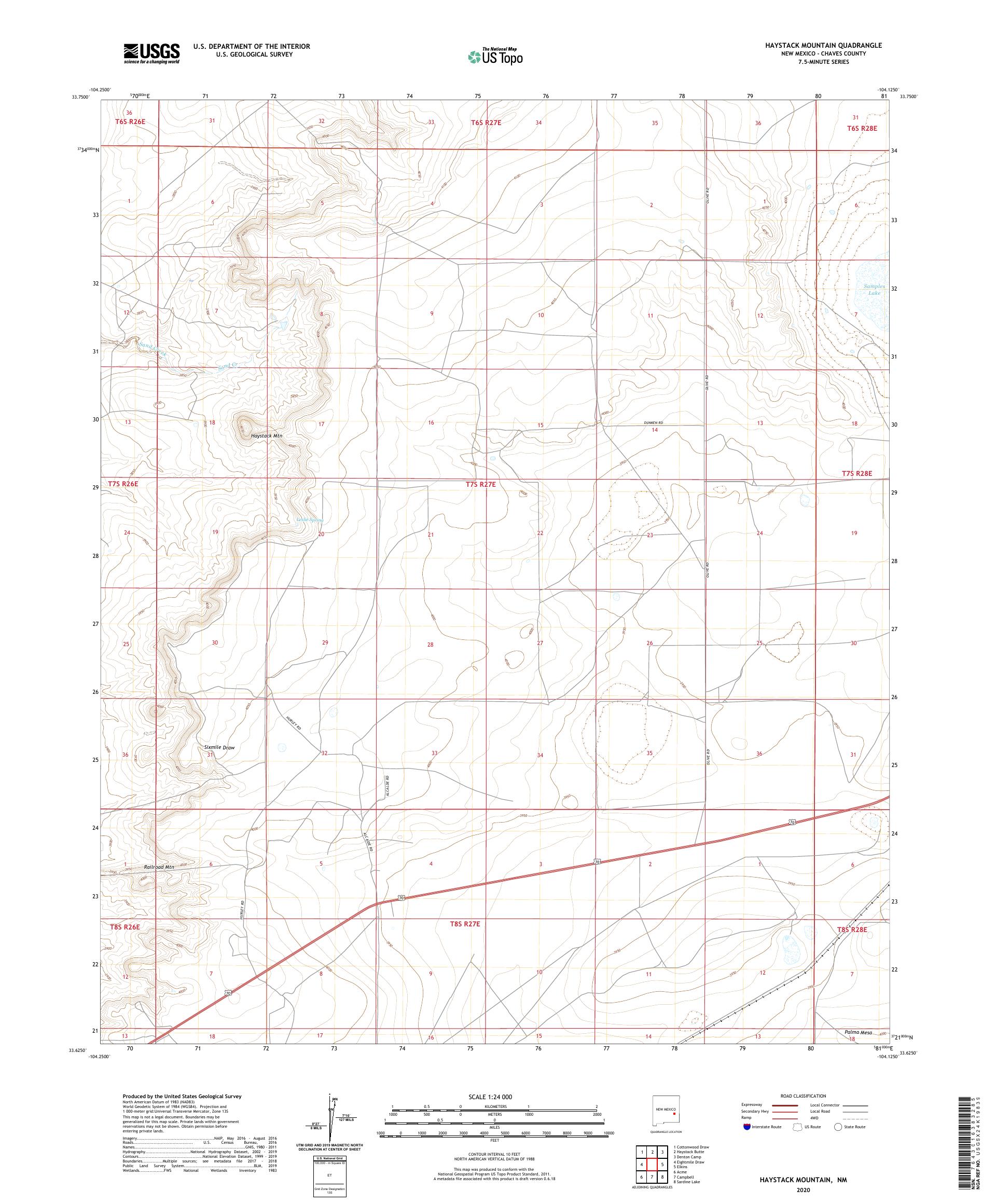 Haystack Mountain New Mexico US Topo Map – MyTopo Map Store