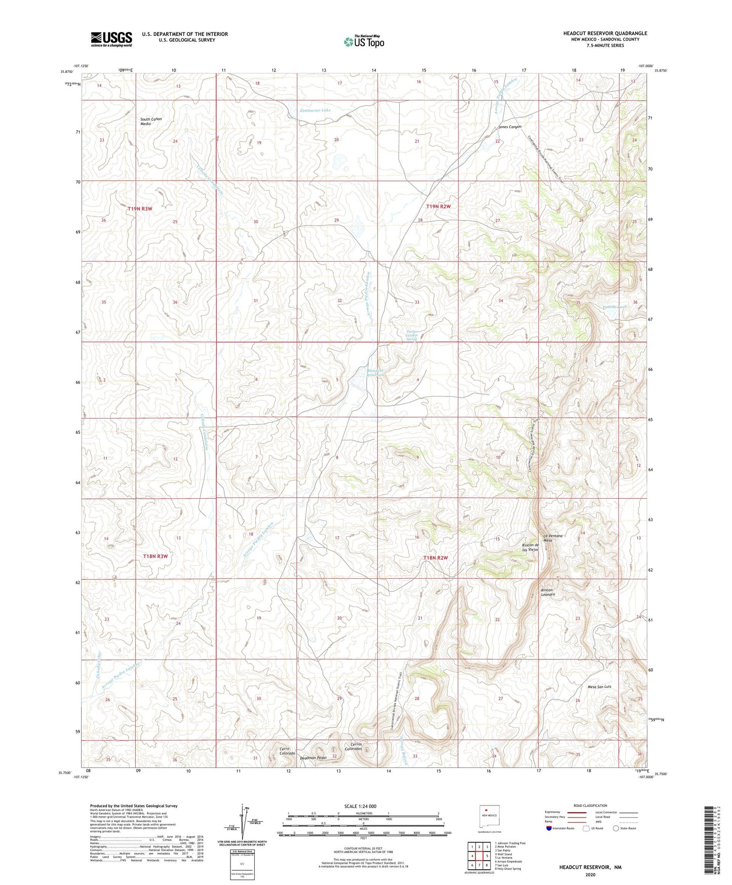 Headcut Reservoir New Mexico US Topo Map Image