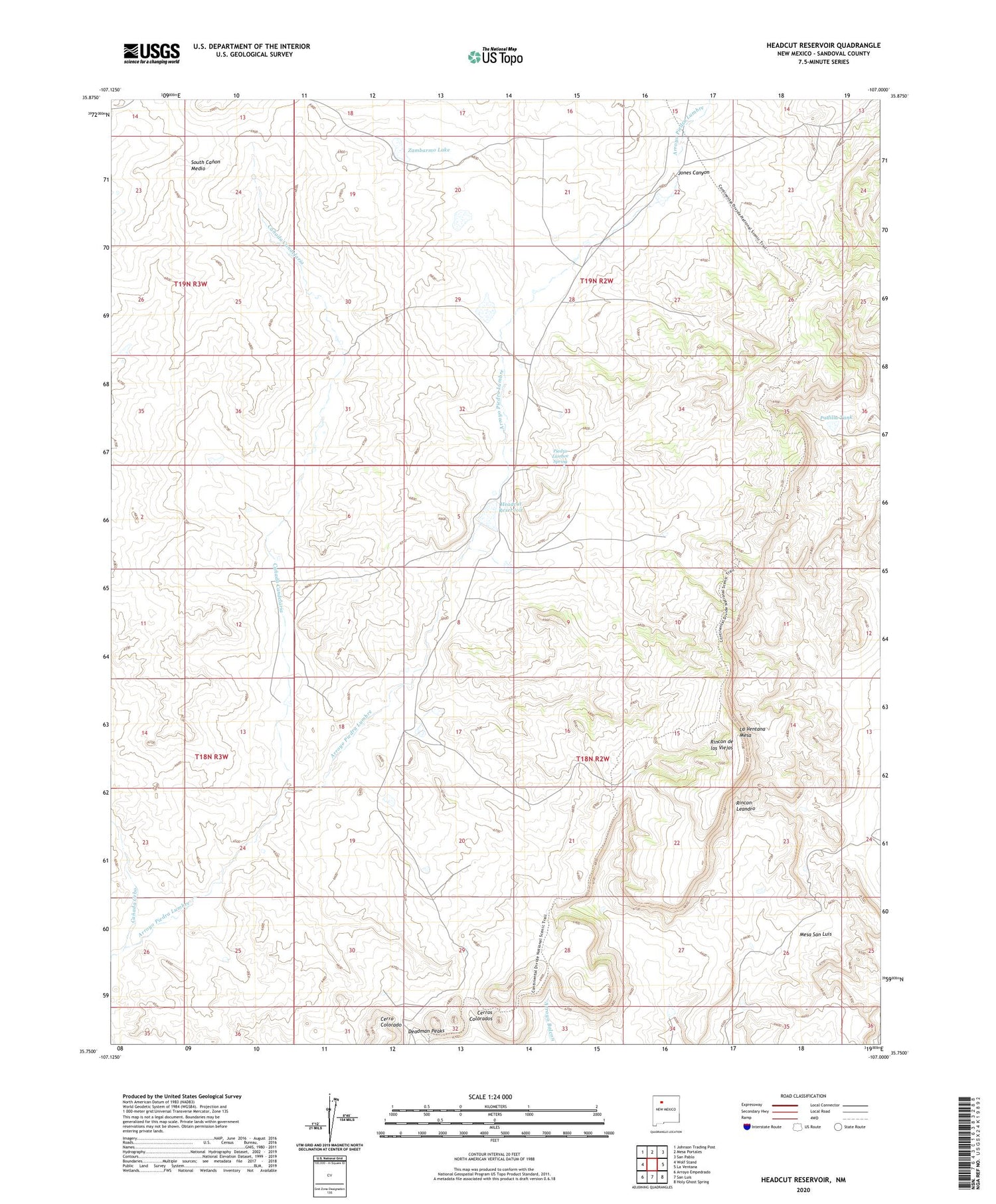 Headcut Reservoir New Mexico US Topo Map Image