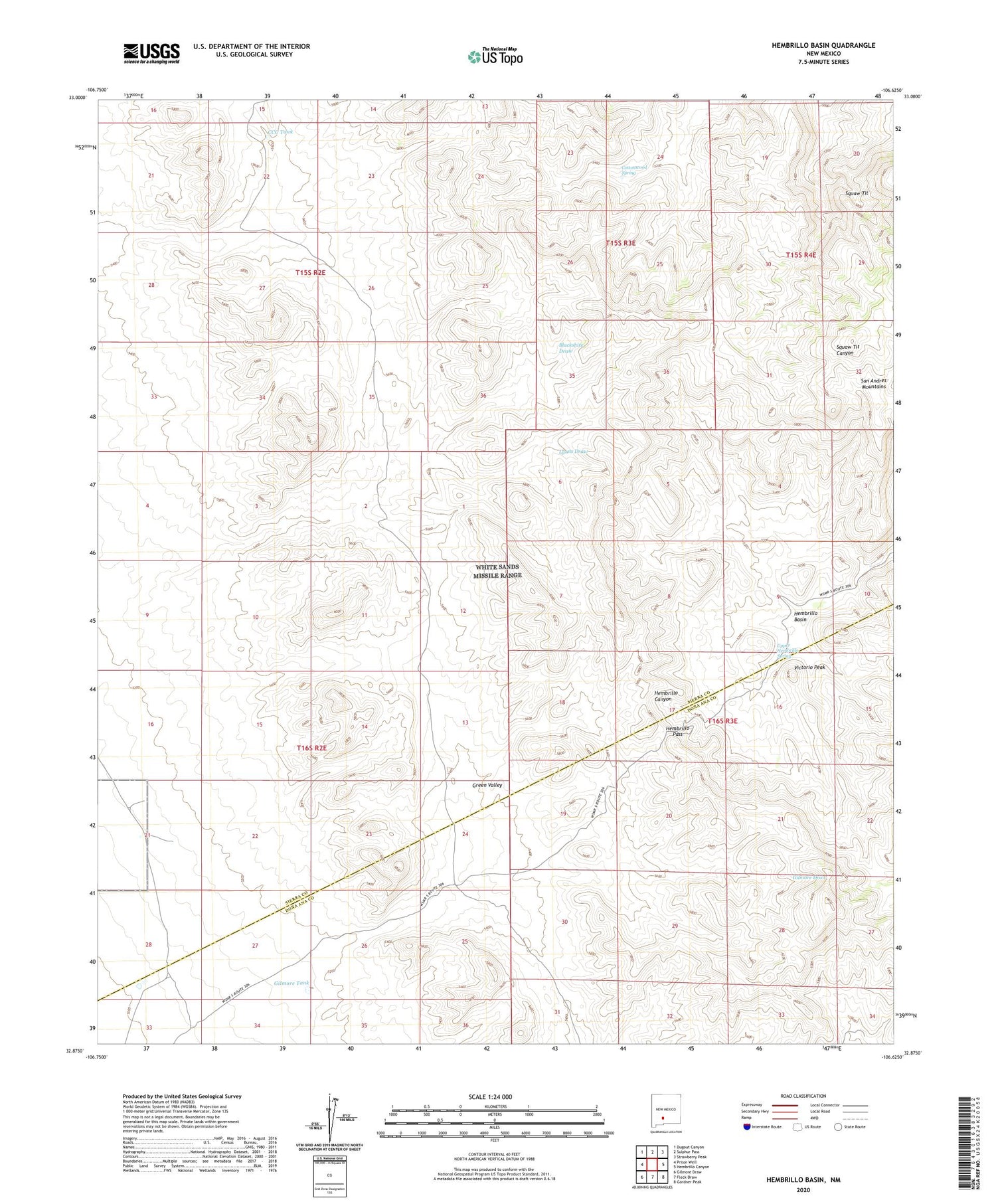 Hembrillo Basin New Mexico US Topo Map Image
