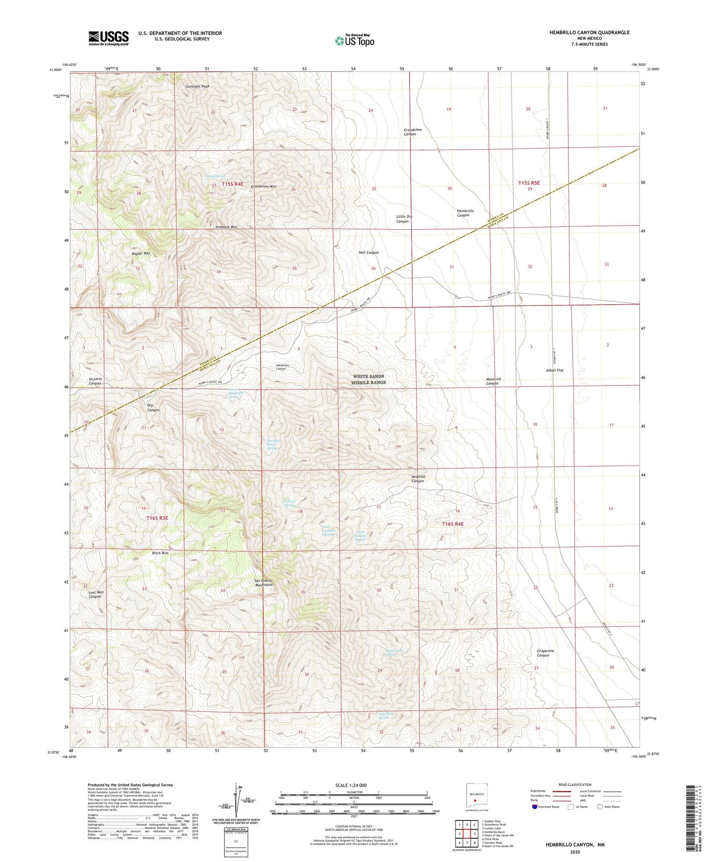 Hembrillo Canyon New Mexico US Topo Map Image