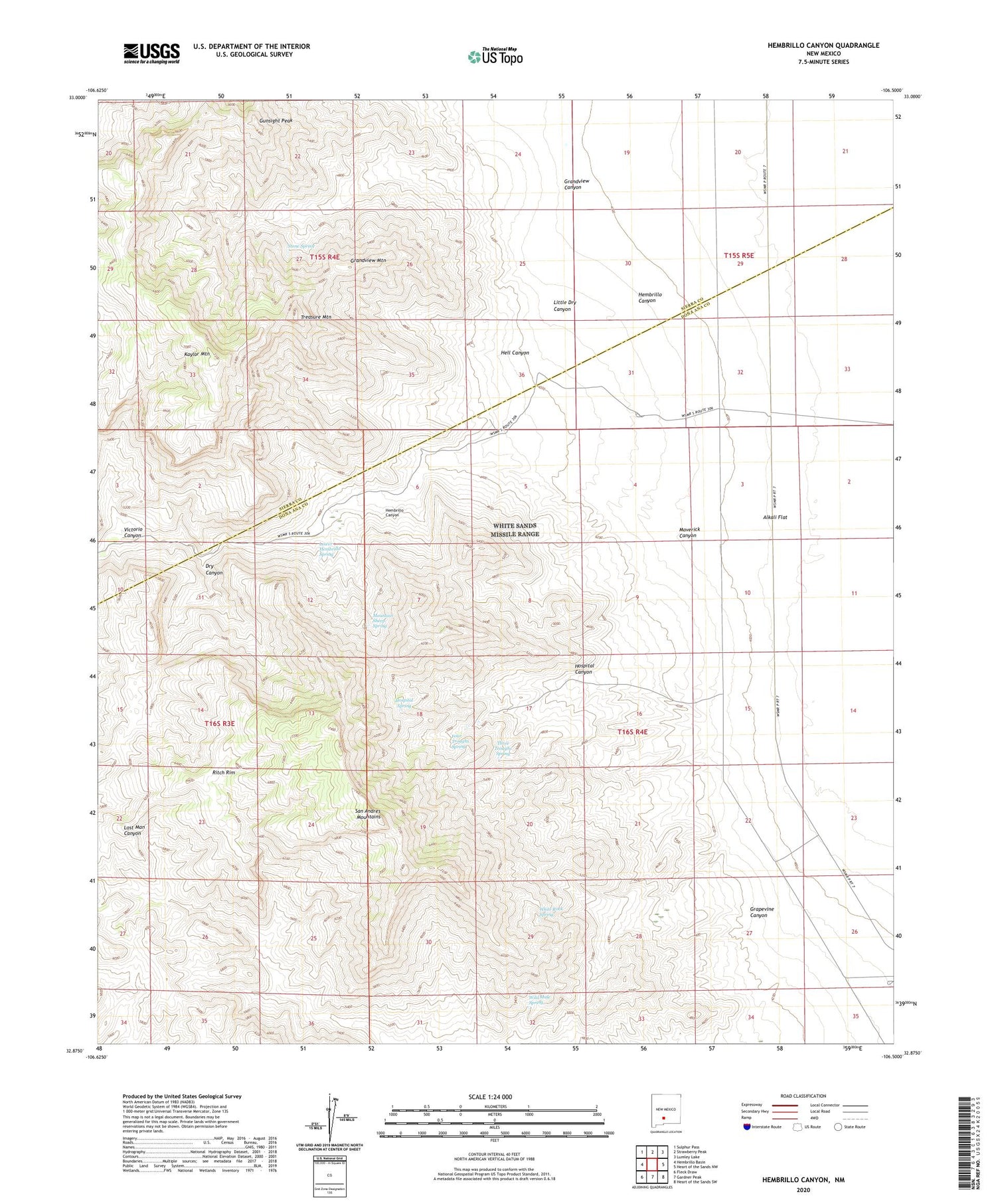 Hembrillo Canyon New Mexico US Topo Map Image