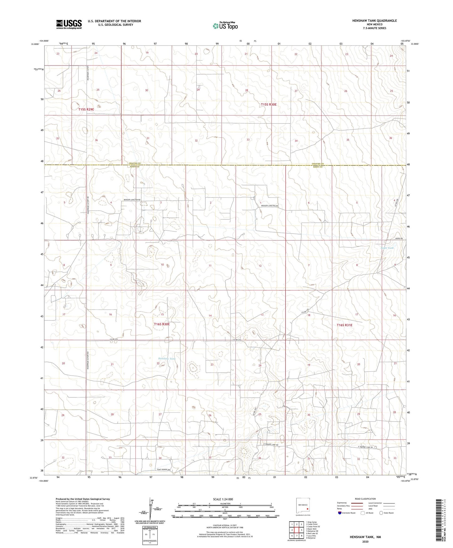 Henshaw Tank New Mexico US Topo Map Image