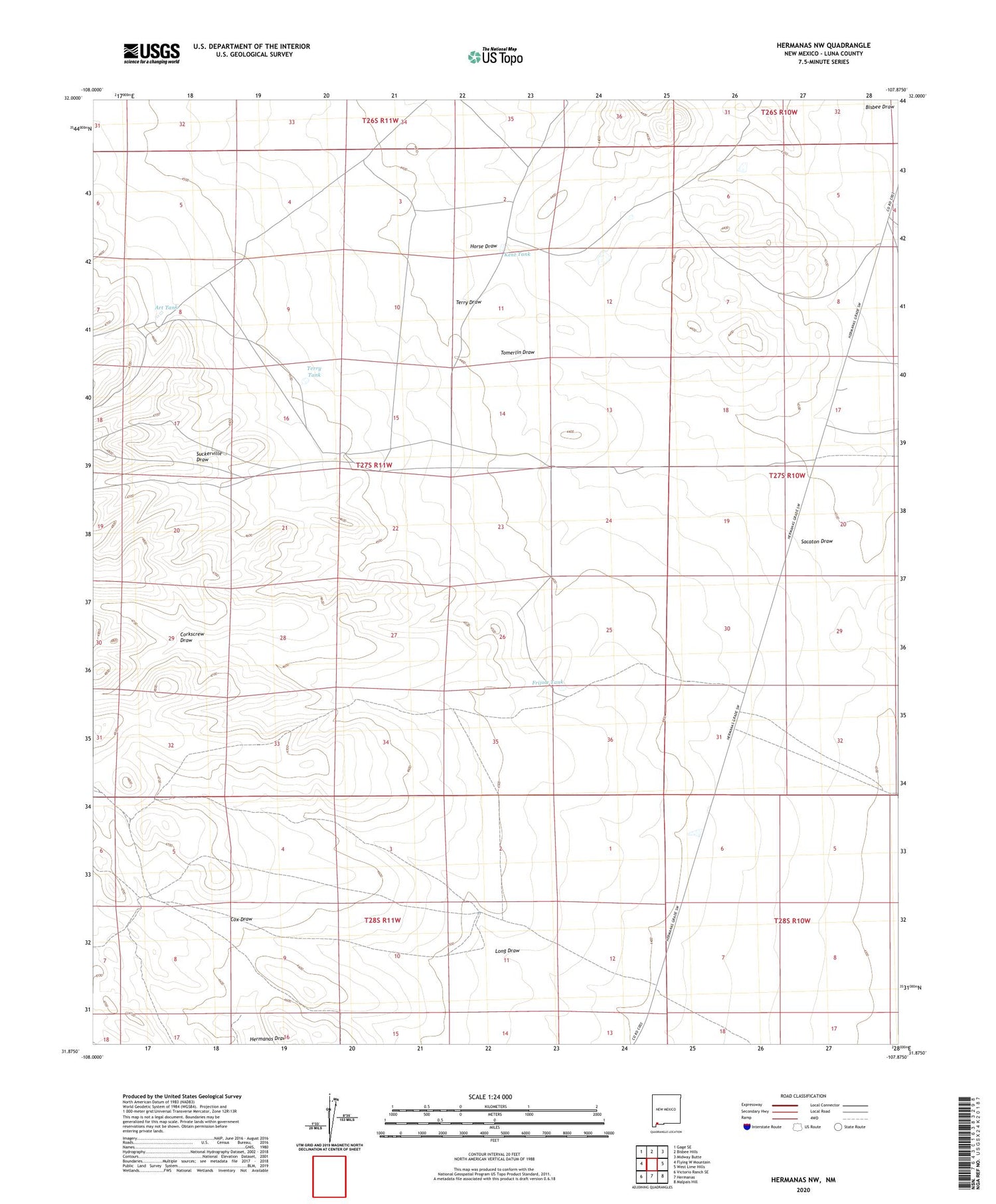 Hermanas NW New Mexico US Topo Map Image