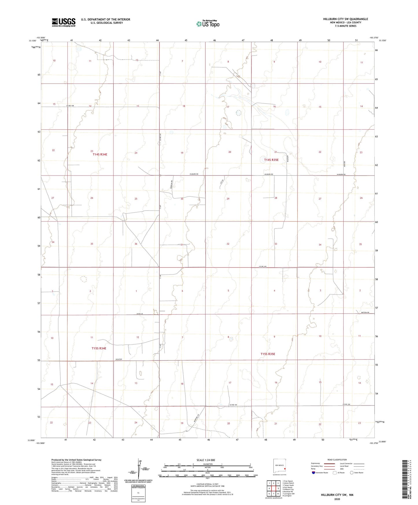 Hillburn City SW New Mexico US Topo Map Image
