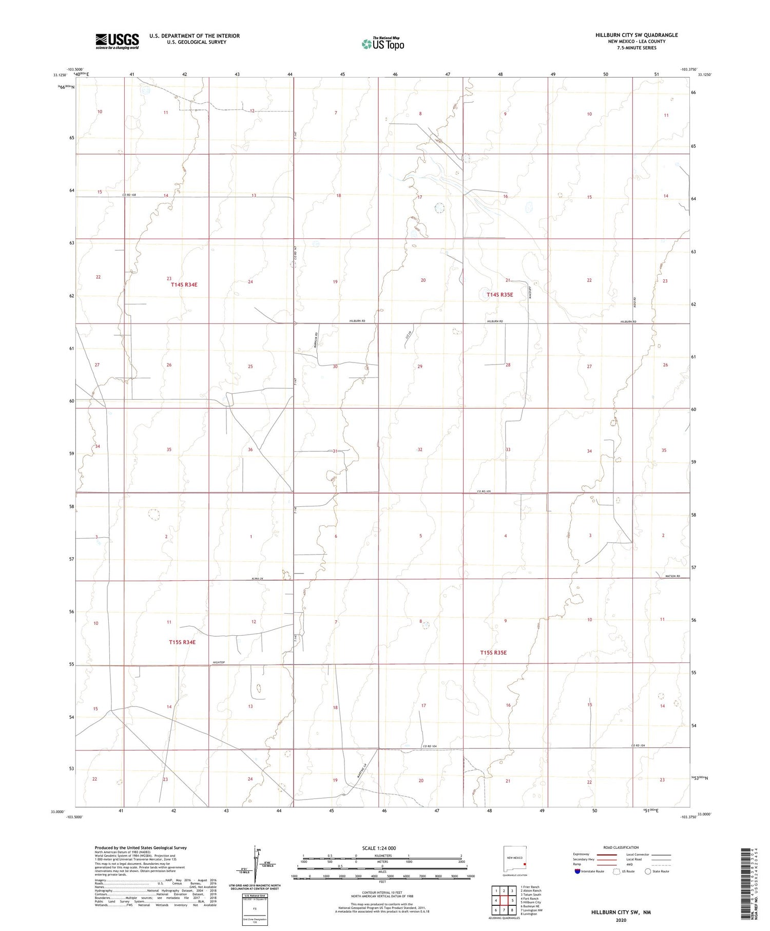 Hillburn City SW New Mexico US Topo Map Image