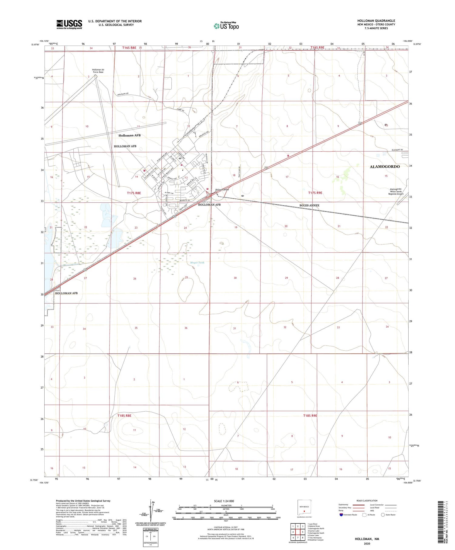 Holloman New Mexico US Topo Map Image