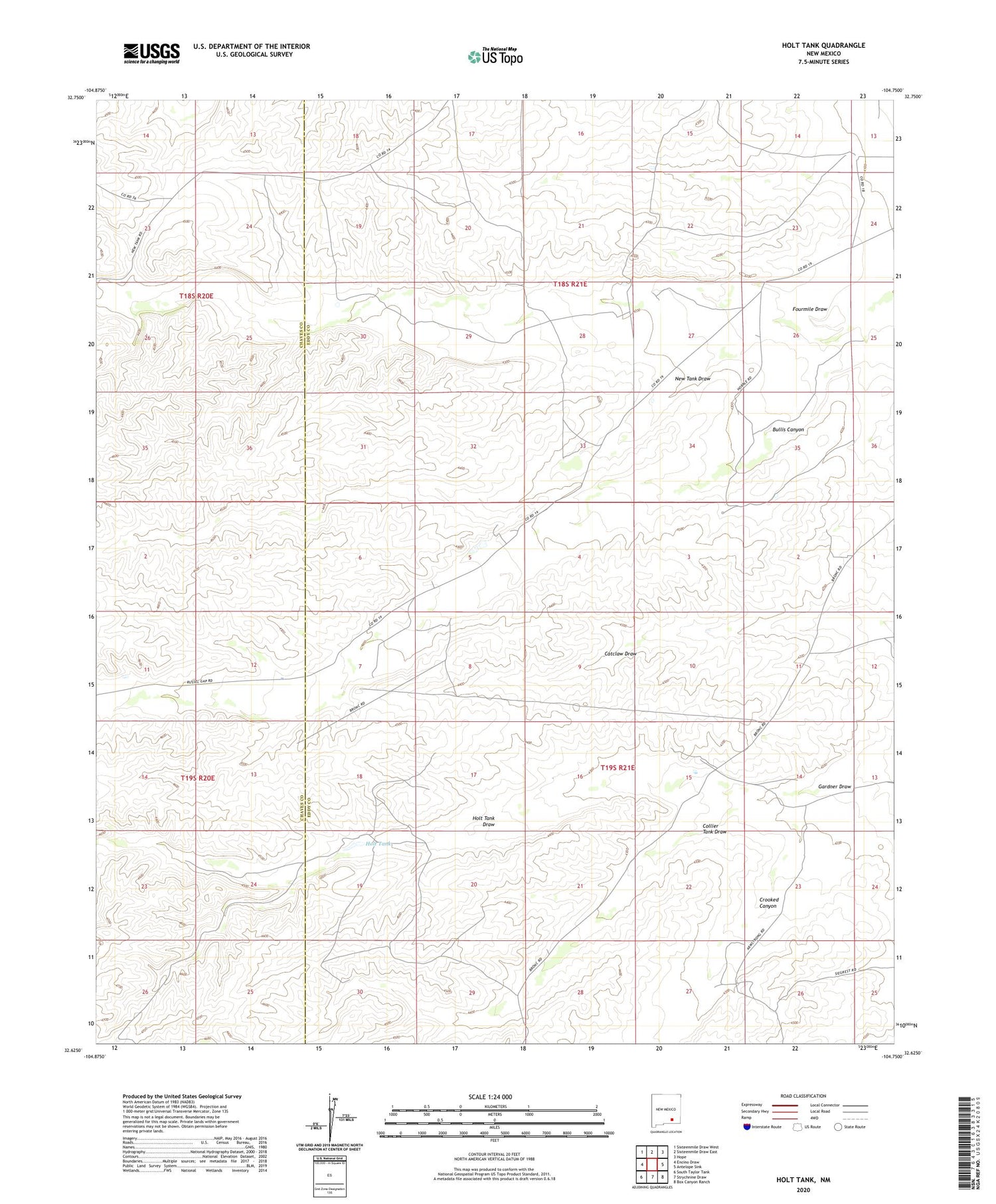 Holt Tank New Mexico US Topo Map Image