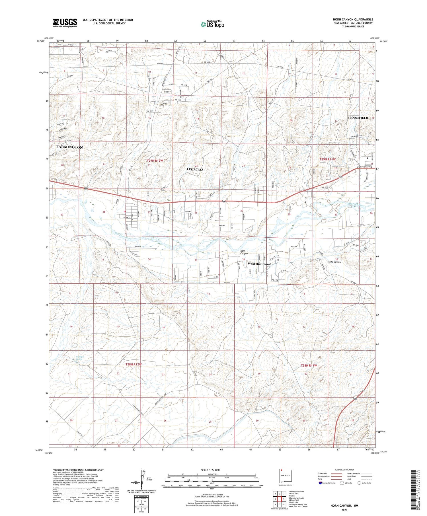 Horn Canyon New Mexico US Topo Map Image