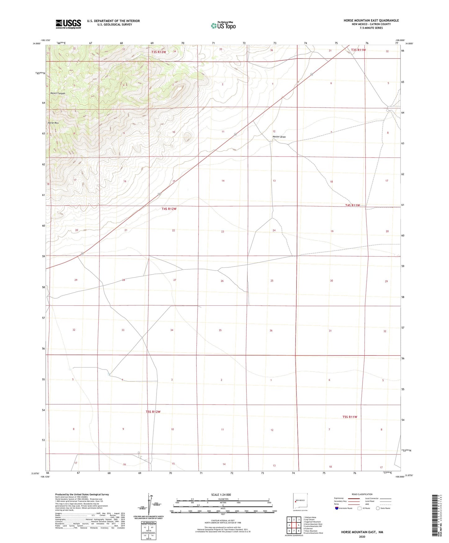 Horse Mountain East New Mexico US Topo Map Image