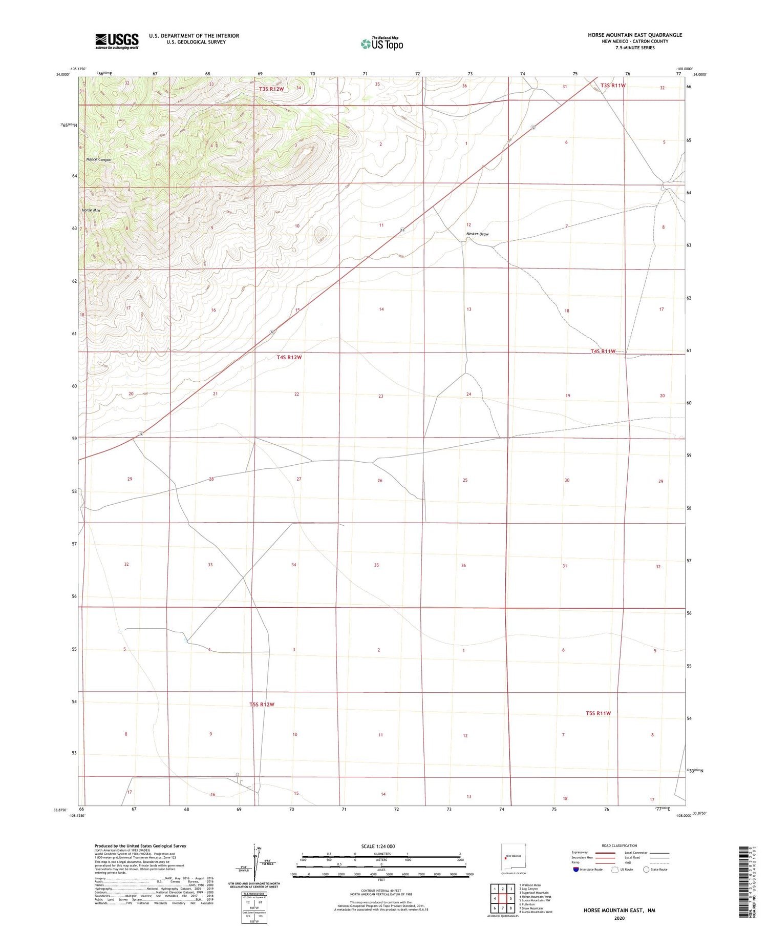 Horse Mountain East New Mexico US Topo Map Image