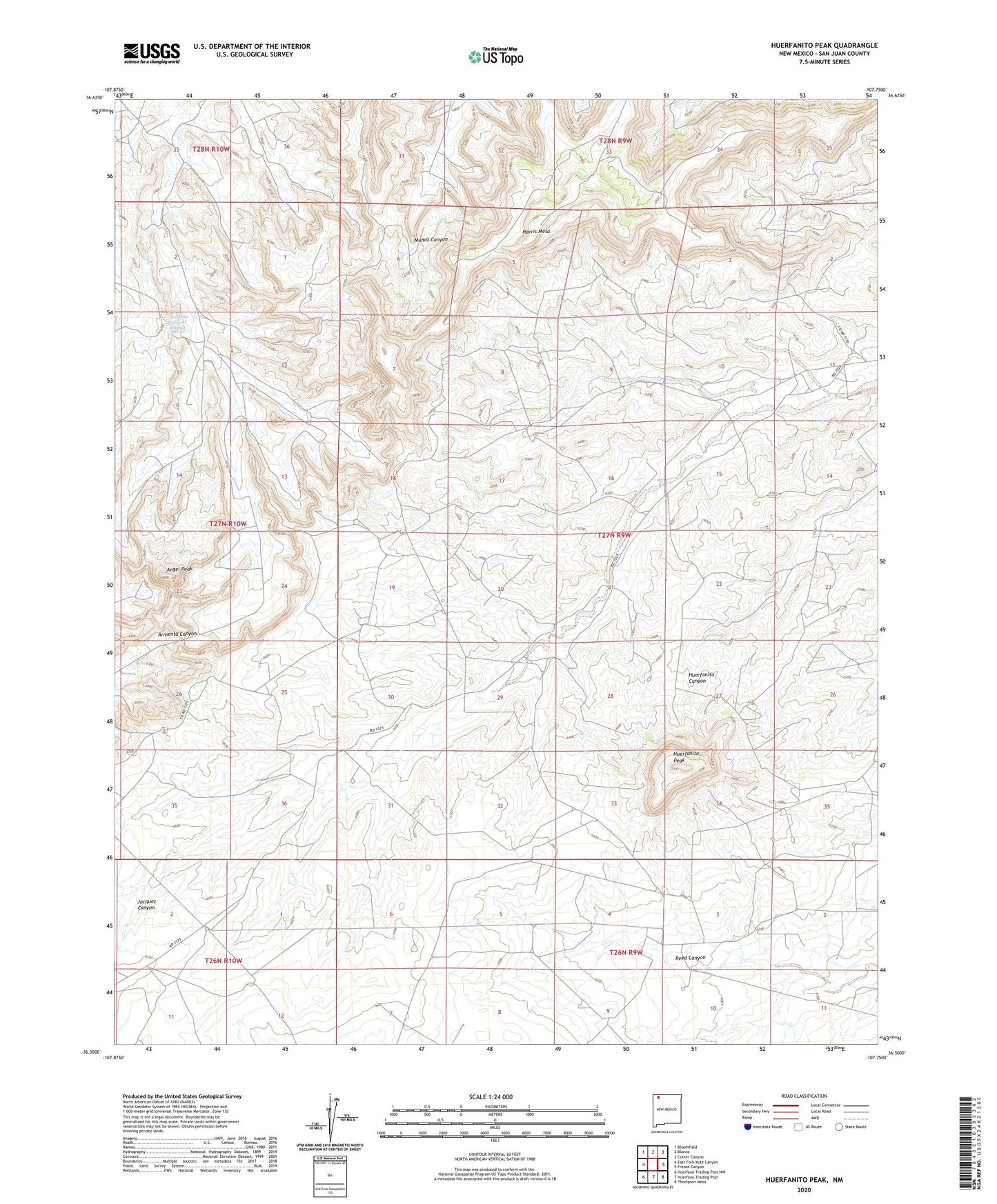 Huerfanito Peak New Mexico US Topo Map Image