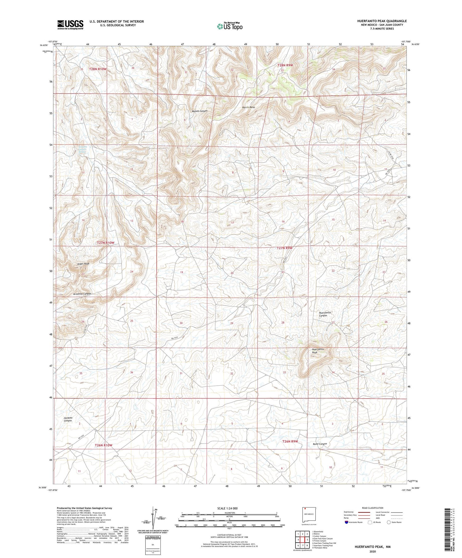 Huerfanito Peak New Mexico US Topo Map Image