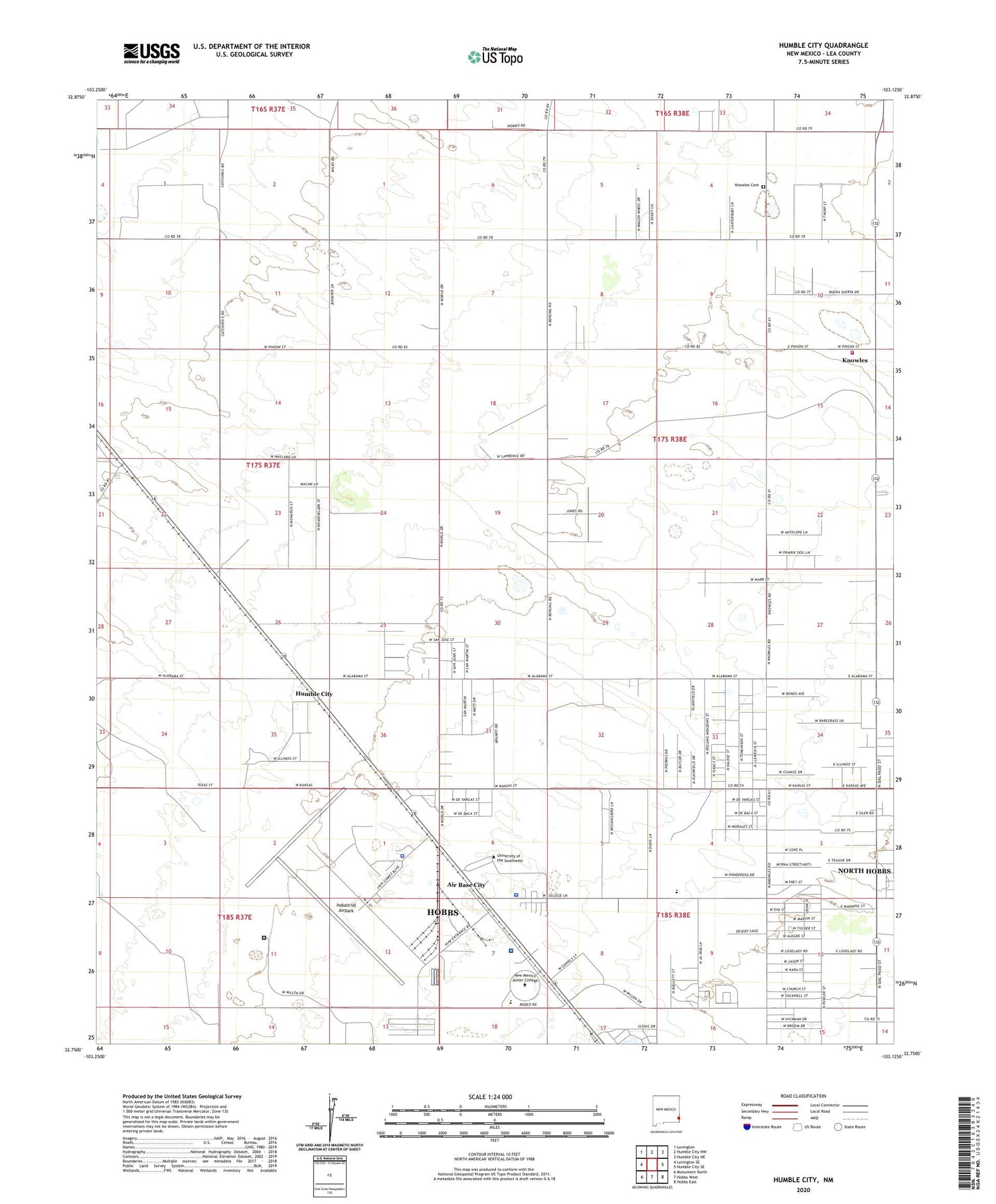 Humble City New Mexico US Topo Map Image