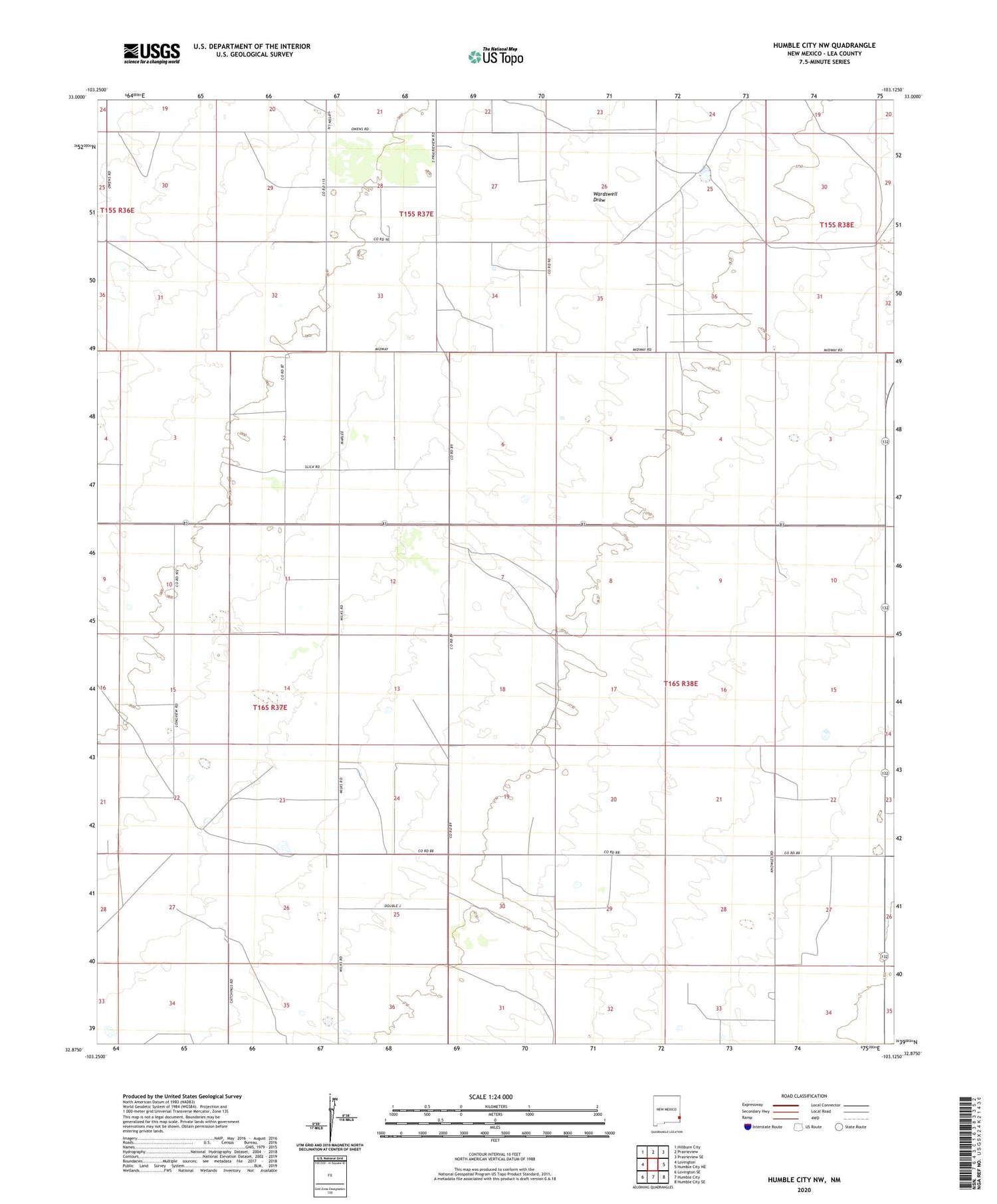 Humble City NW New Mexico US Topo Map Image