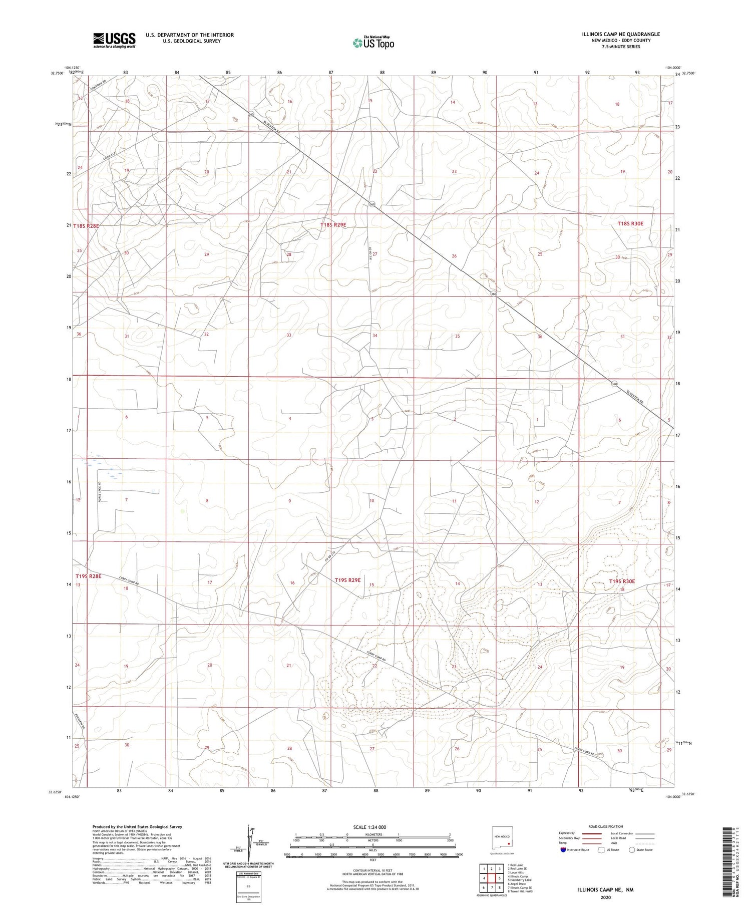 Illinois Camp NE New Mexico US Topo Map Image