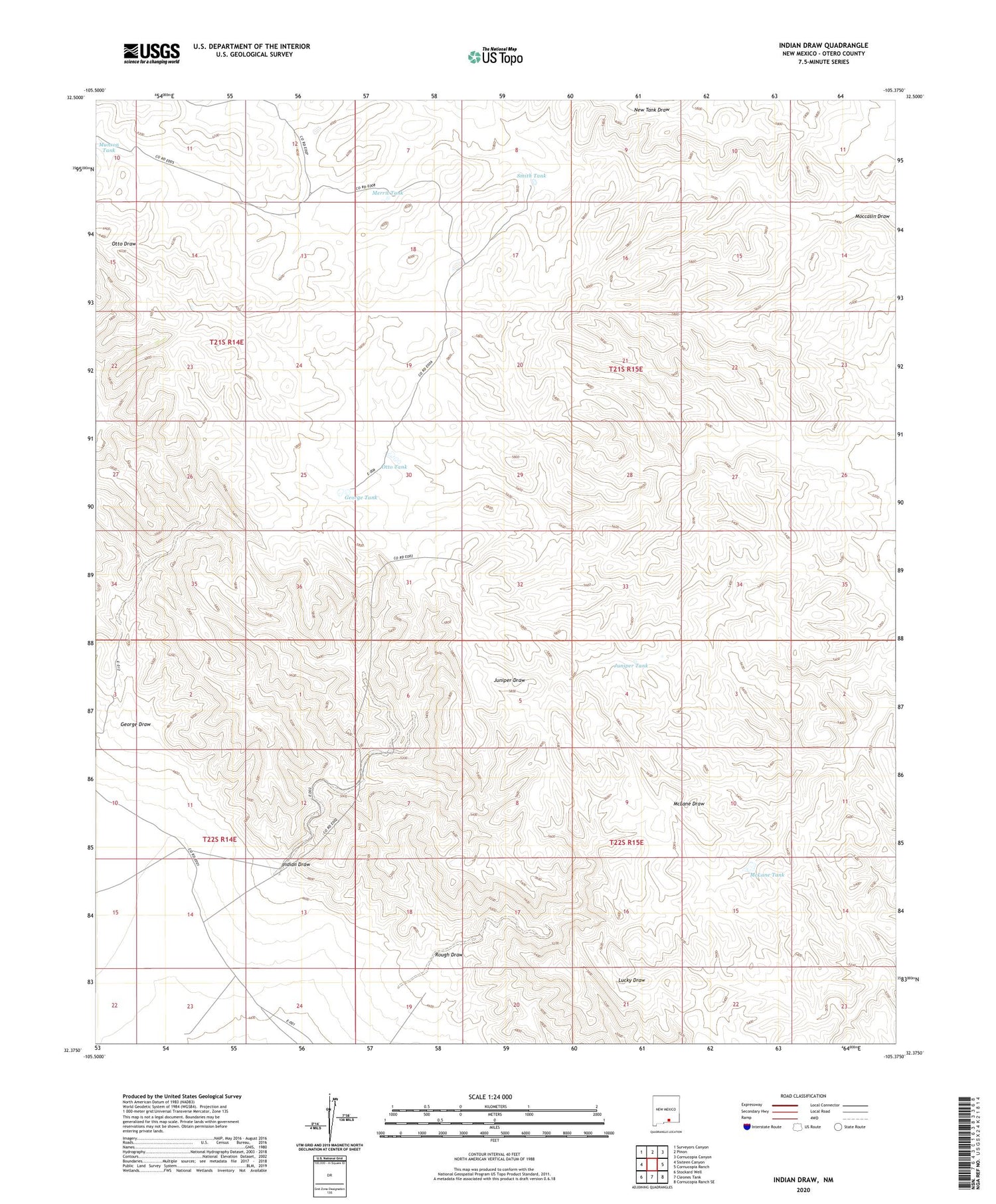 Indian Draw New Mexico US Topo Map Image