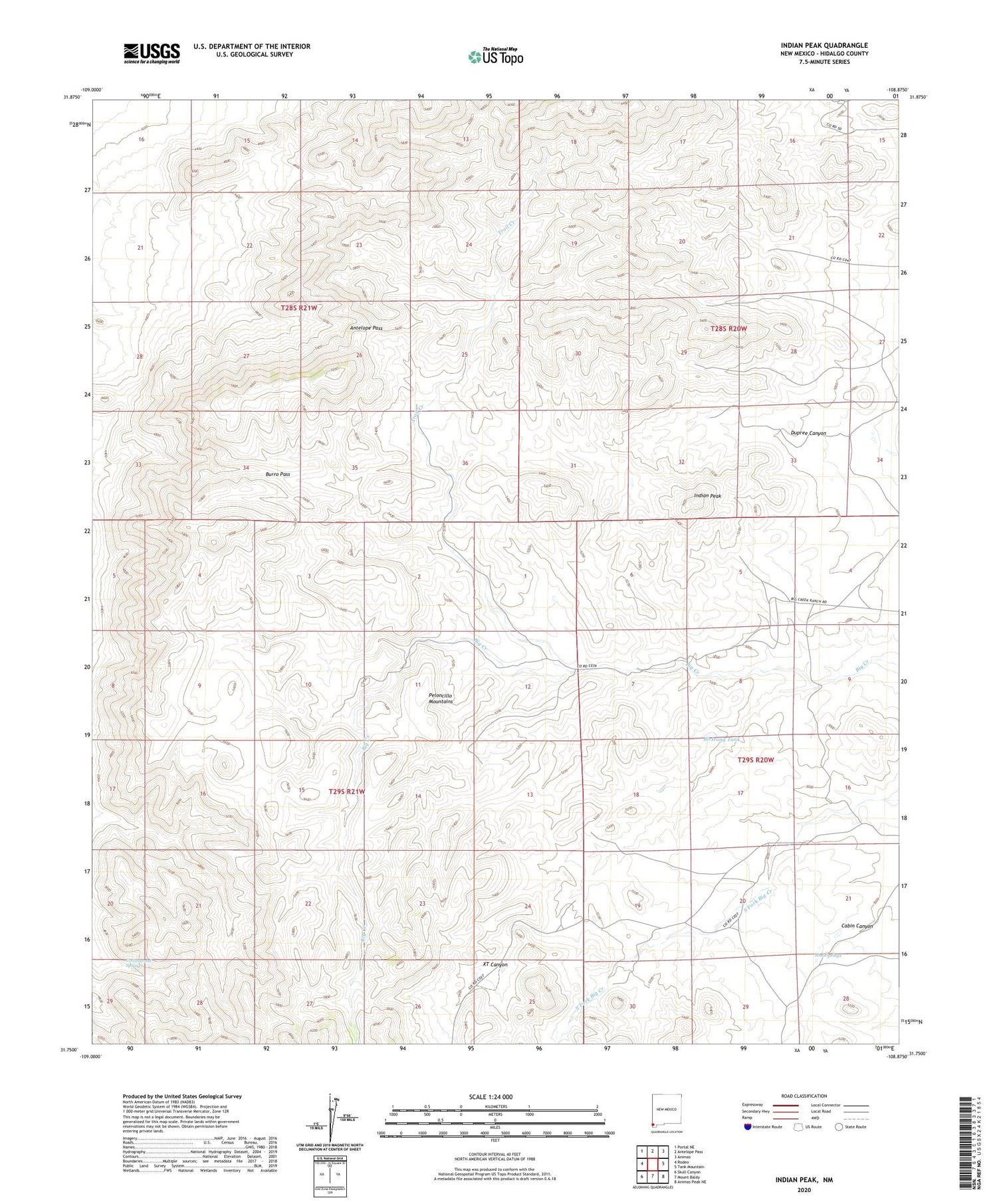 Indian Peak New Mexico US Topo Map Image
