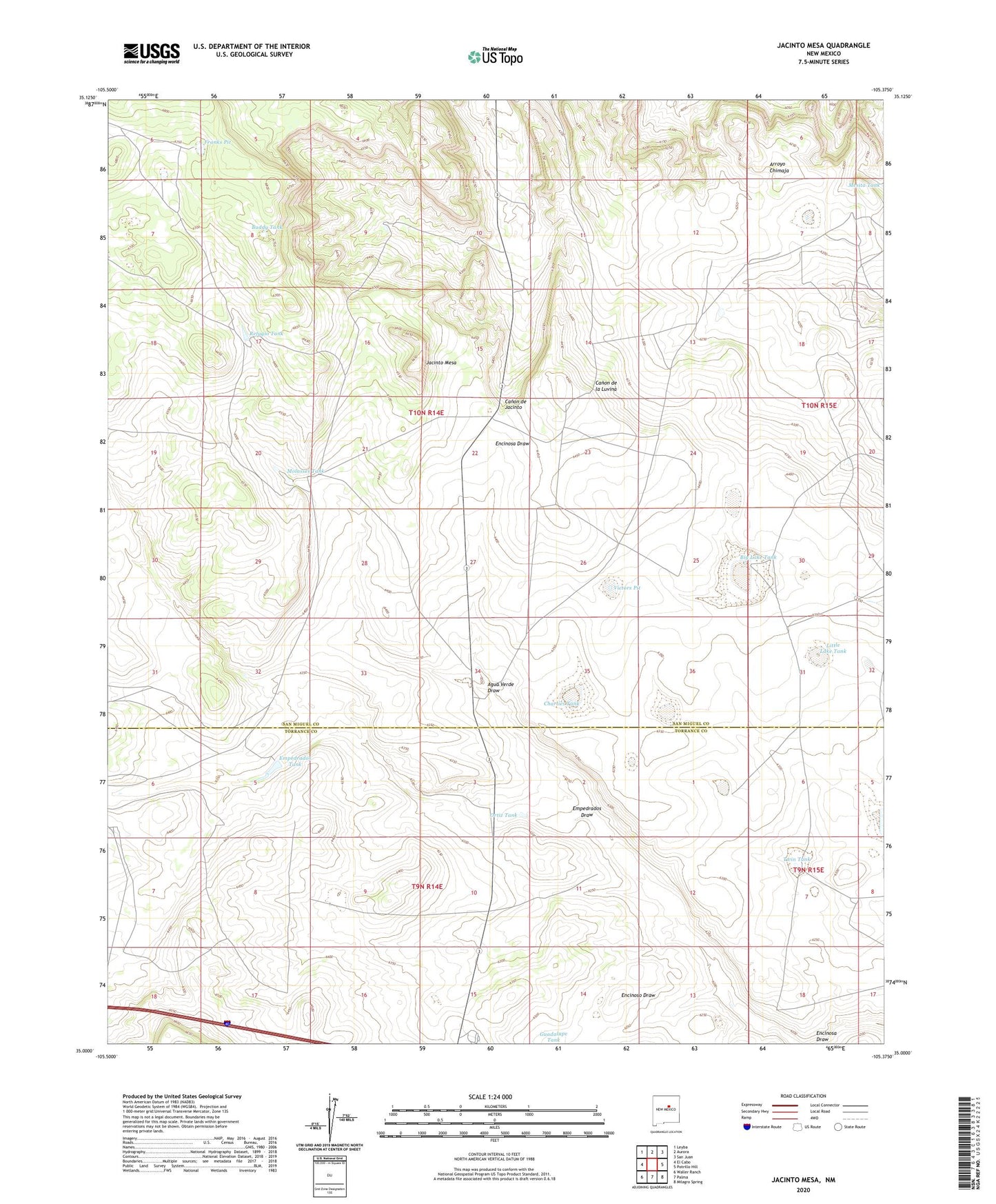 Jacinto Mesa New Mexico US Topo Map Image
