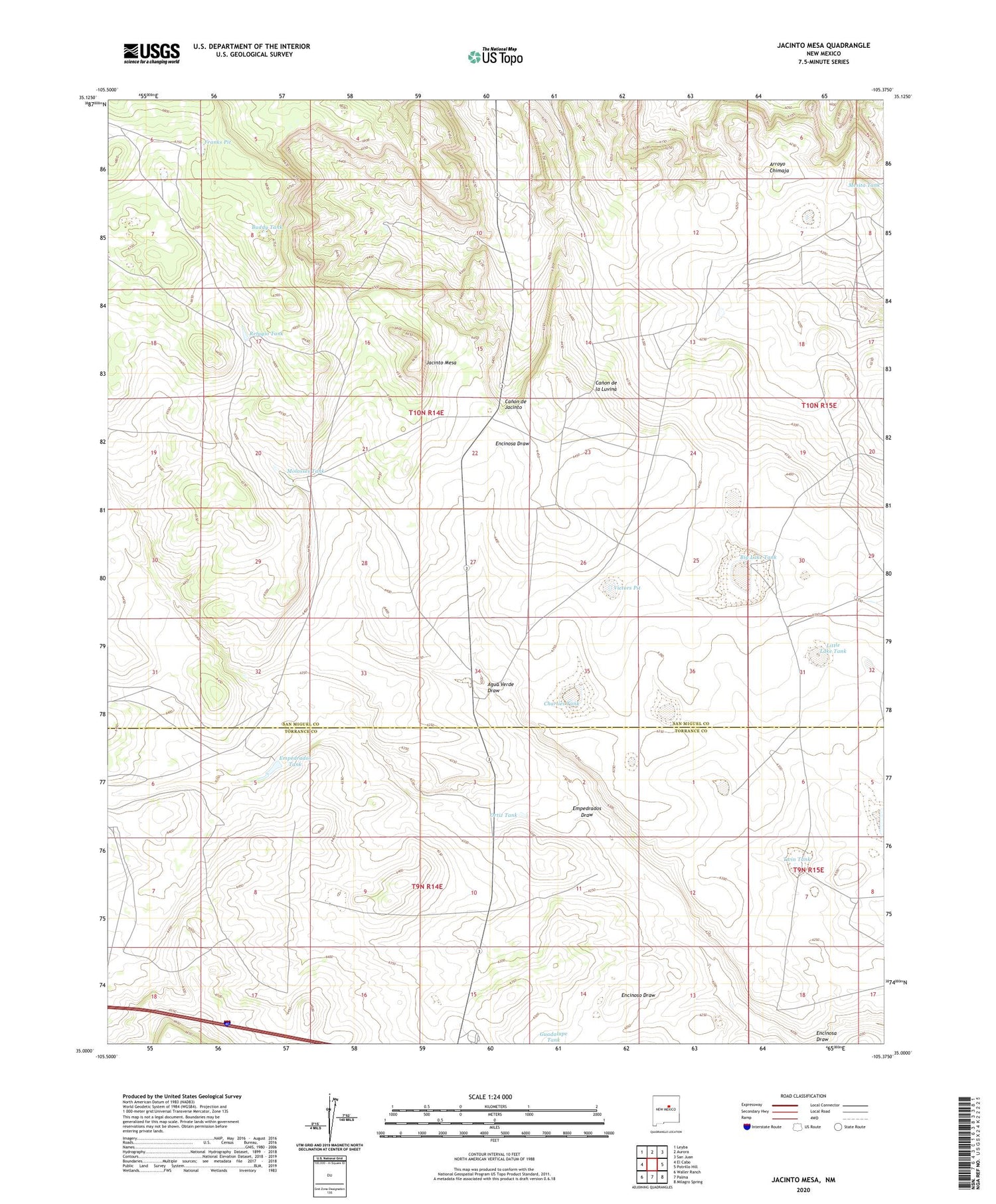 Jacinto Mesa New Mexico US Topo Map Image