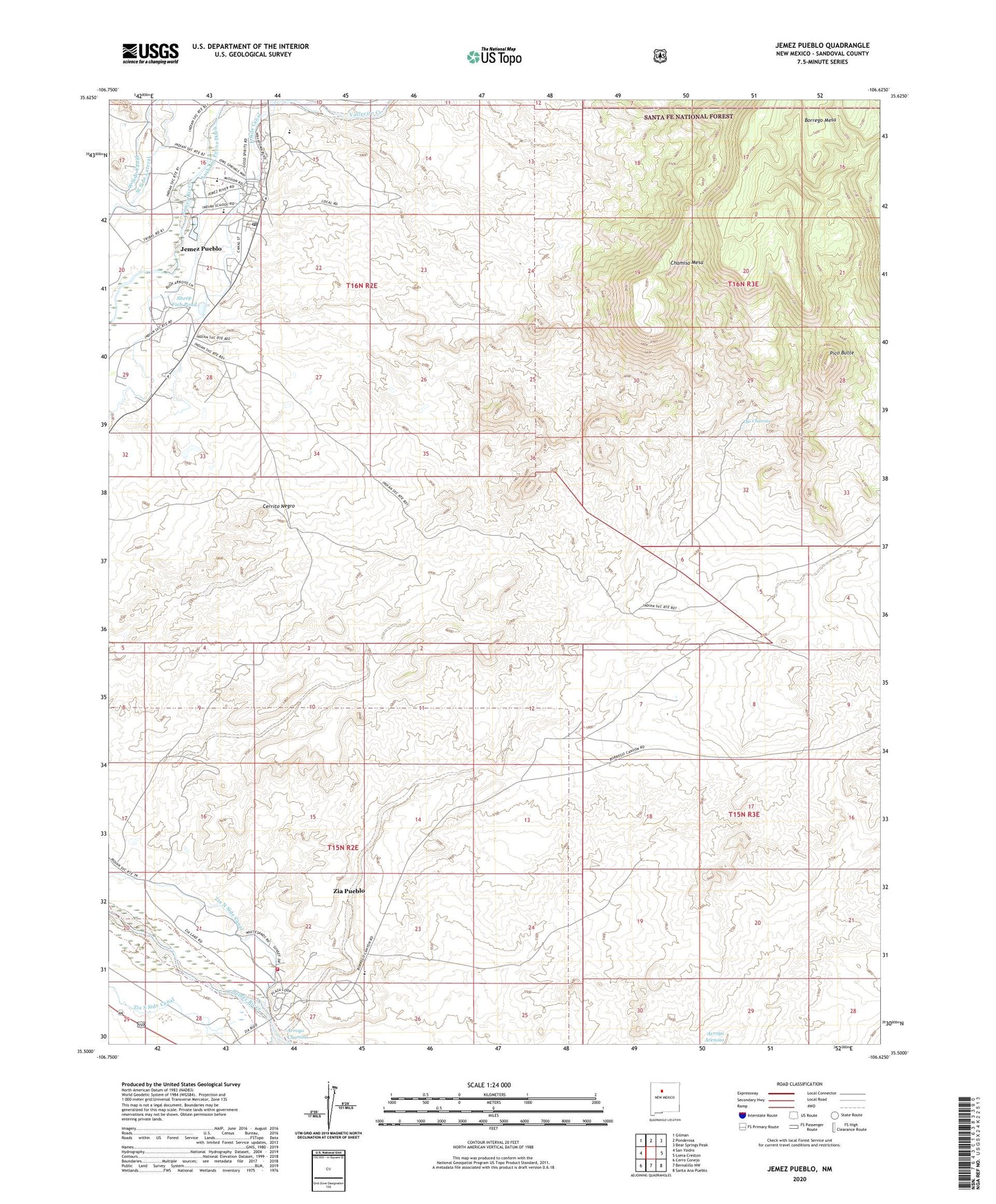 Jemez Pueblo New Mexico US Topo Map Image