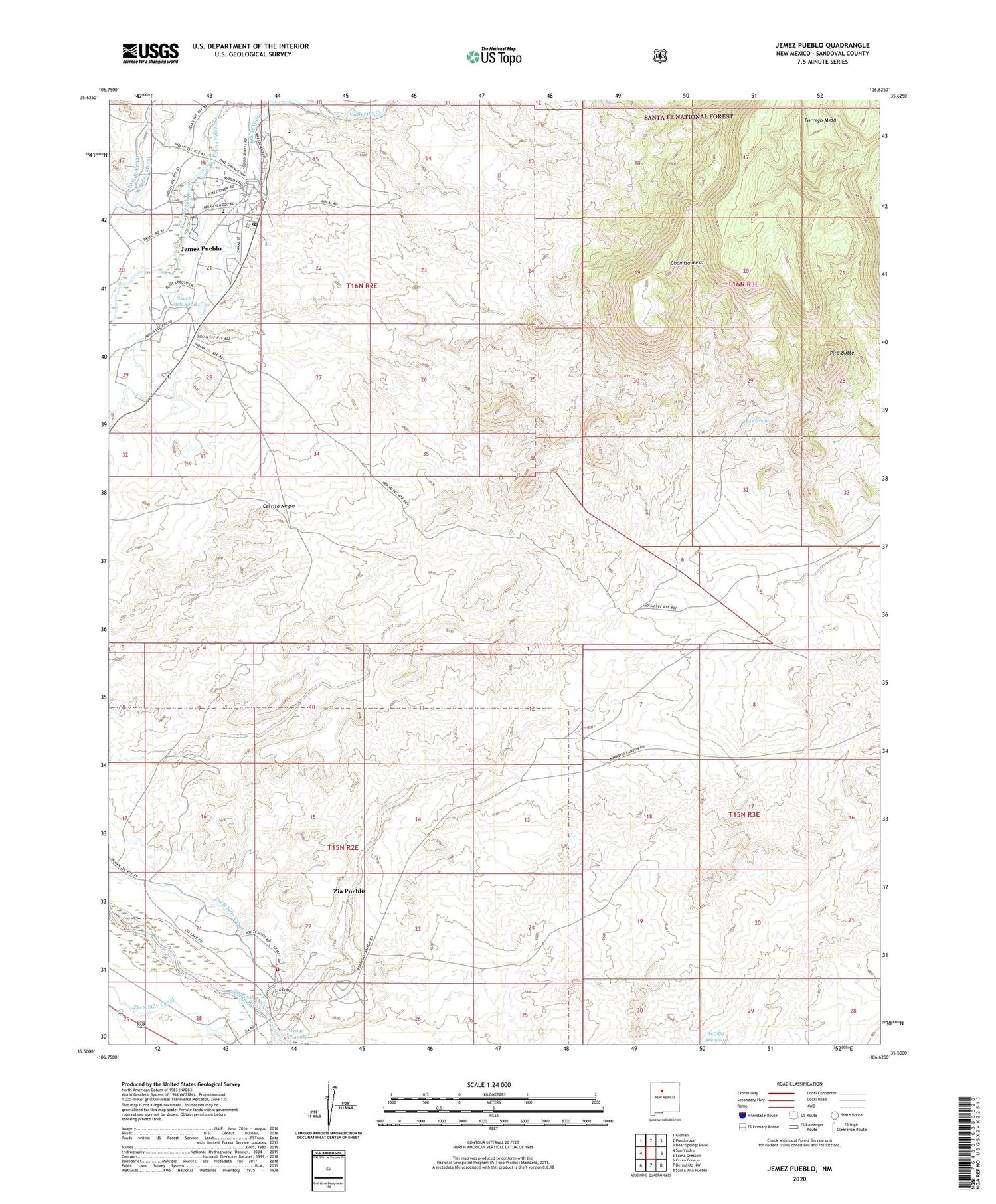 Jemez Pueblo New Mexico US Topo Map Image