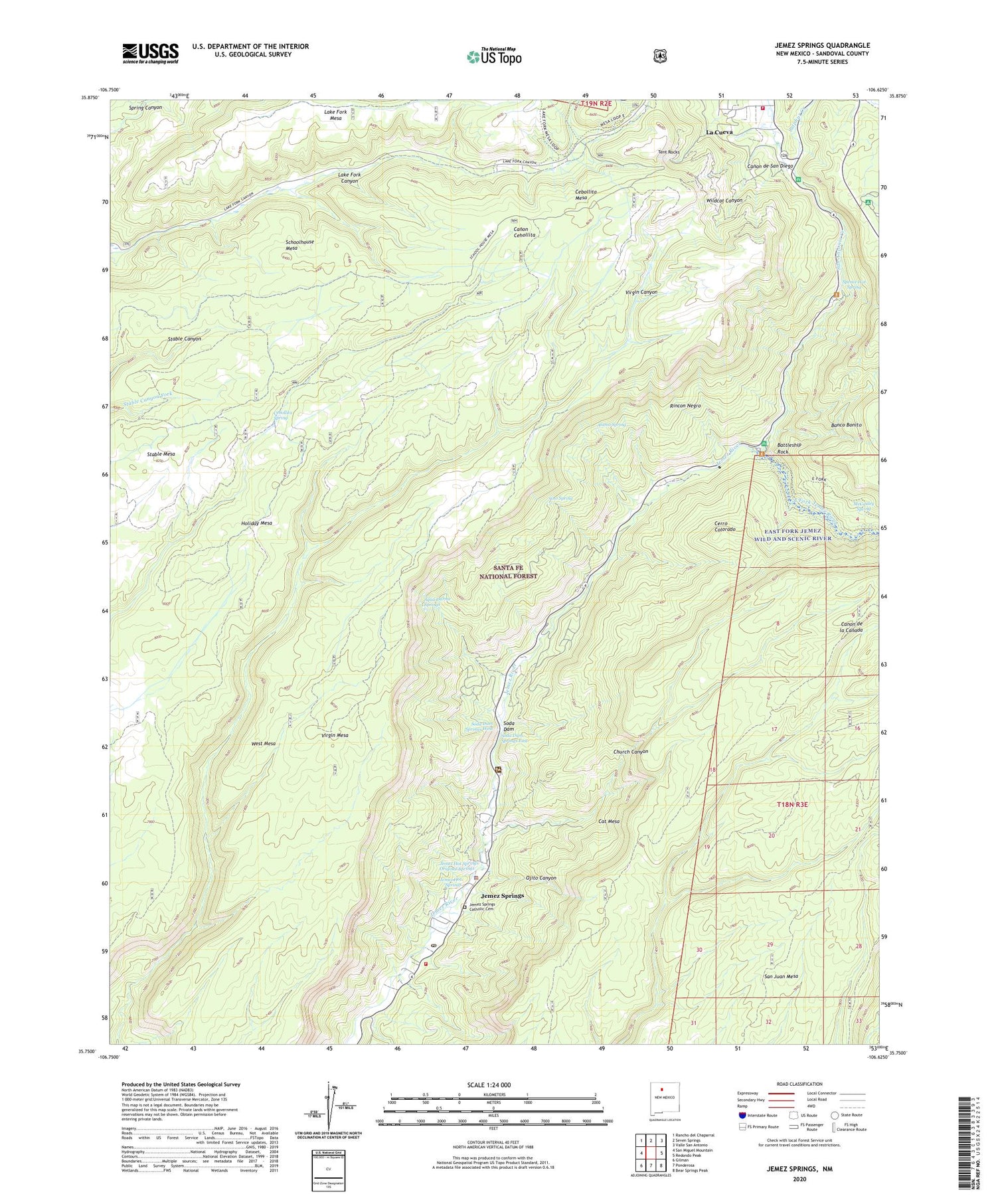 Jemez Springs New Mexico US Topo Map Image