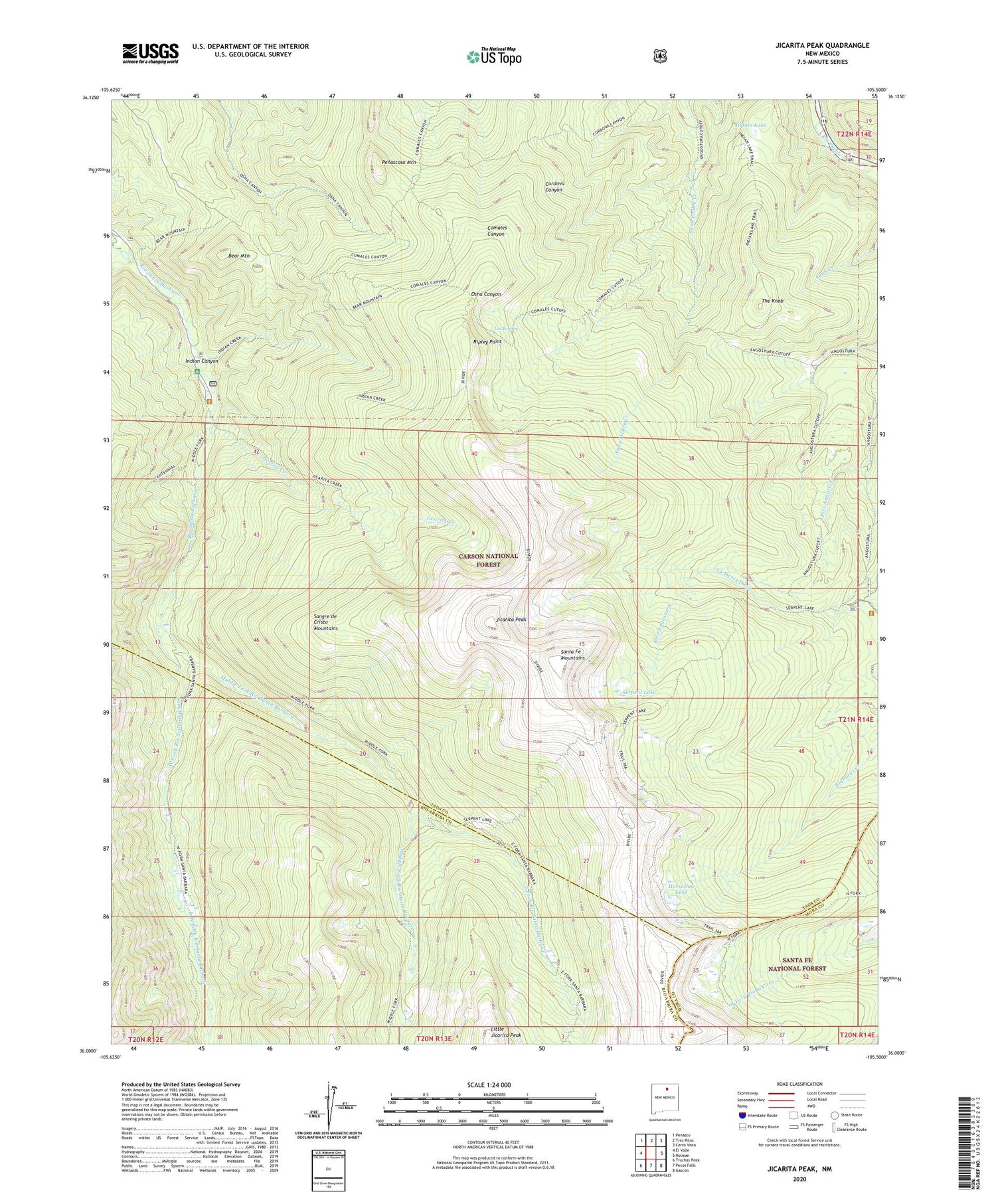 Jicarita Peak New Mexico US Topo Map Image