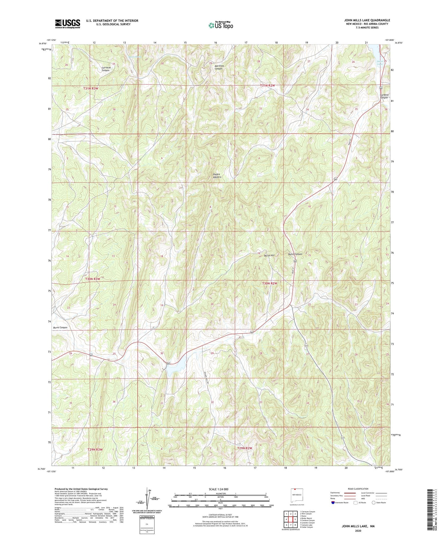 John Mills Lake New Mexico US Topo Map Image