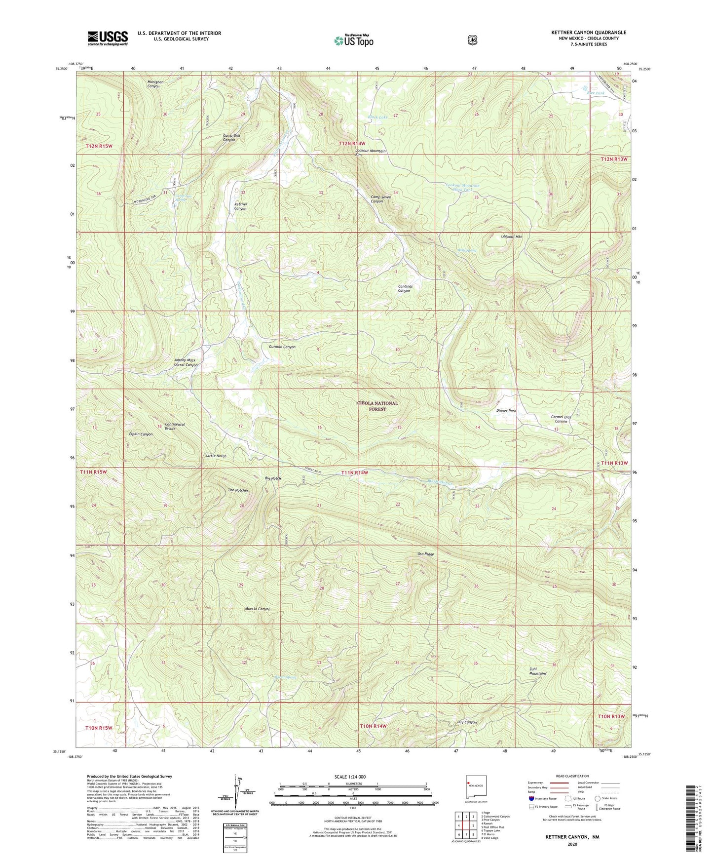 Kettner Canyon New Mexico US Topo Map Image