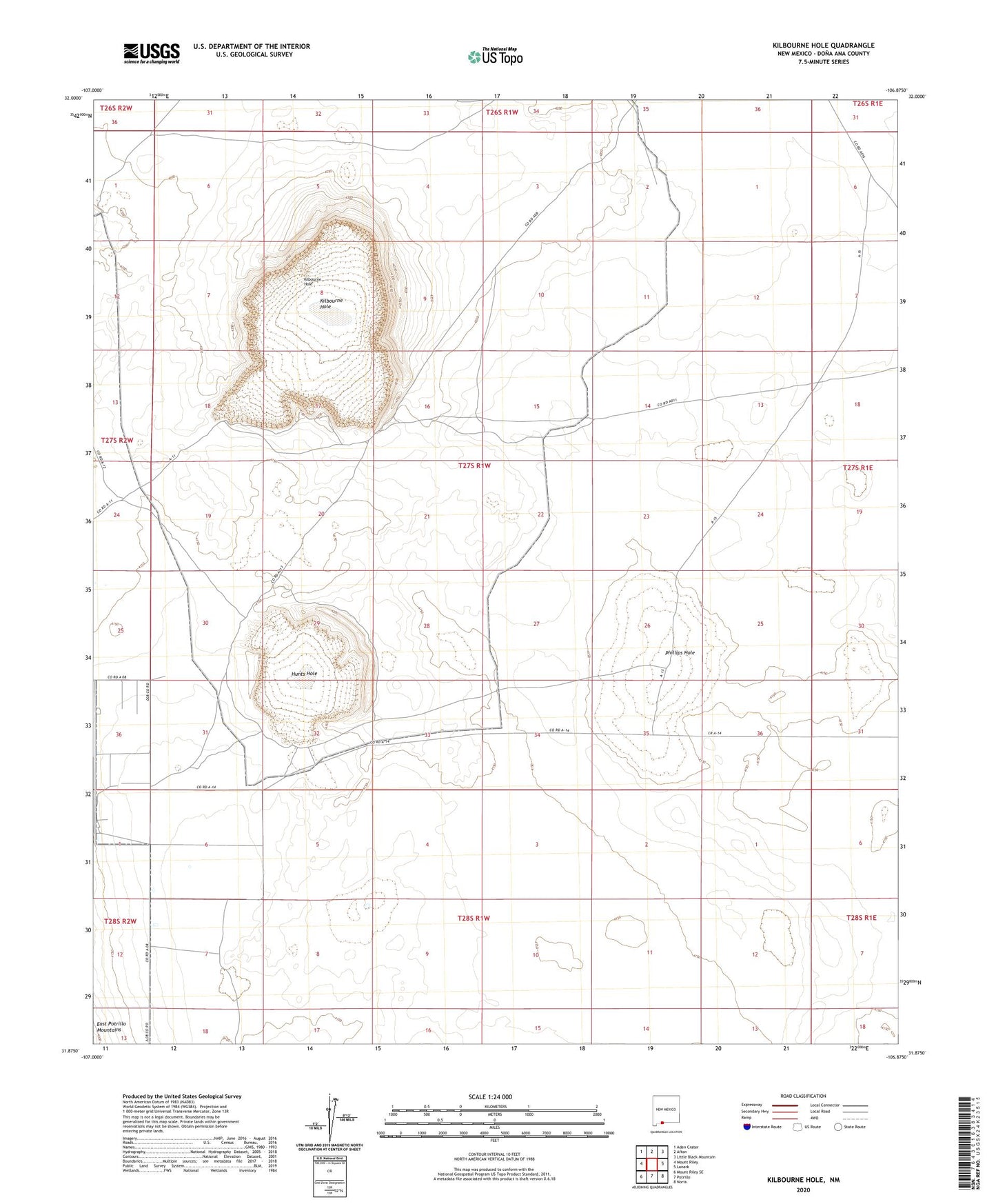 Kilbourne Hole New Mexico US Topo Map Image