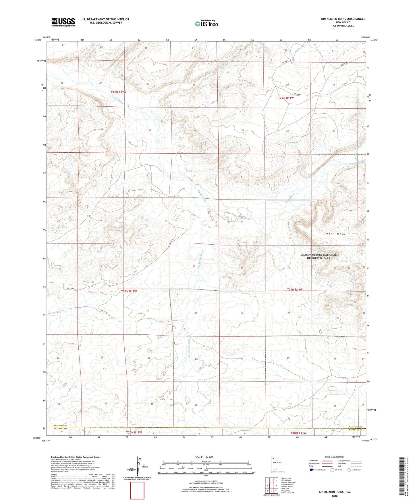 Kin Klizhin Ruins New Mexico US Topo Map Image
