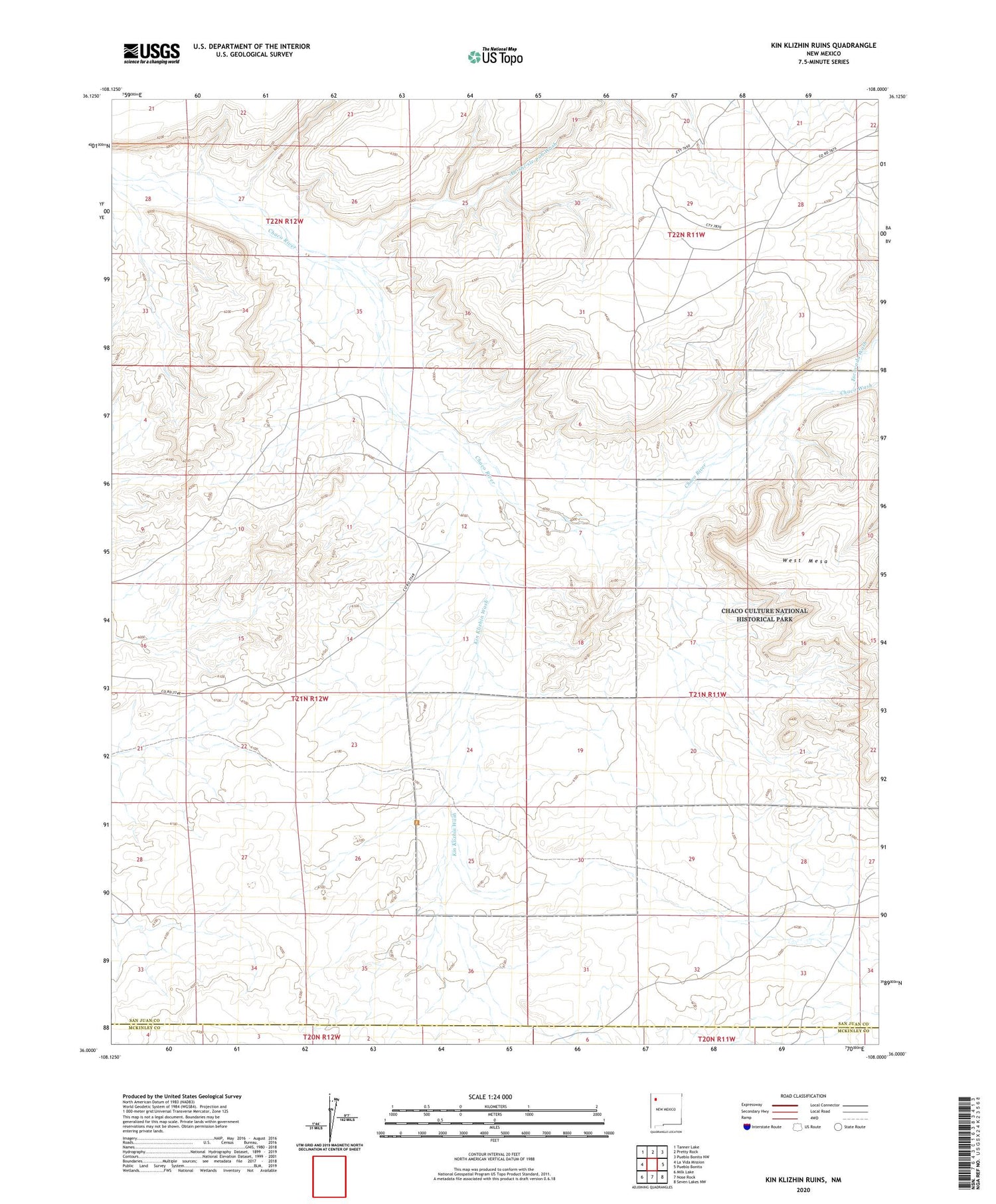 Kin Klizhin Ruins New Mexico US Topo Map Image