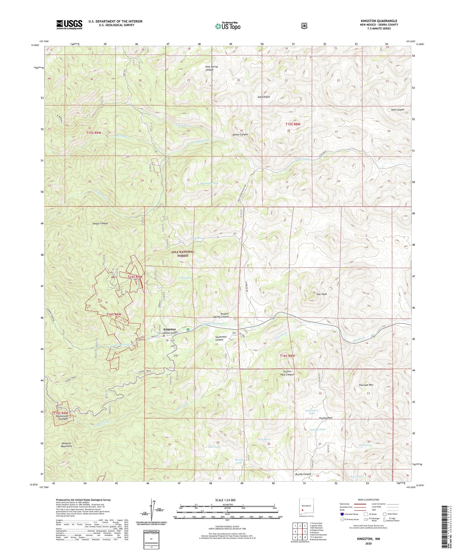 Kingston New Mexico US Topo Map Image
