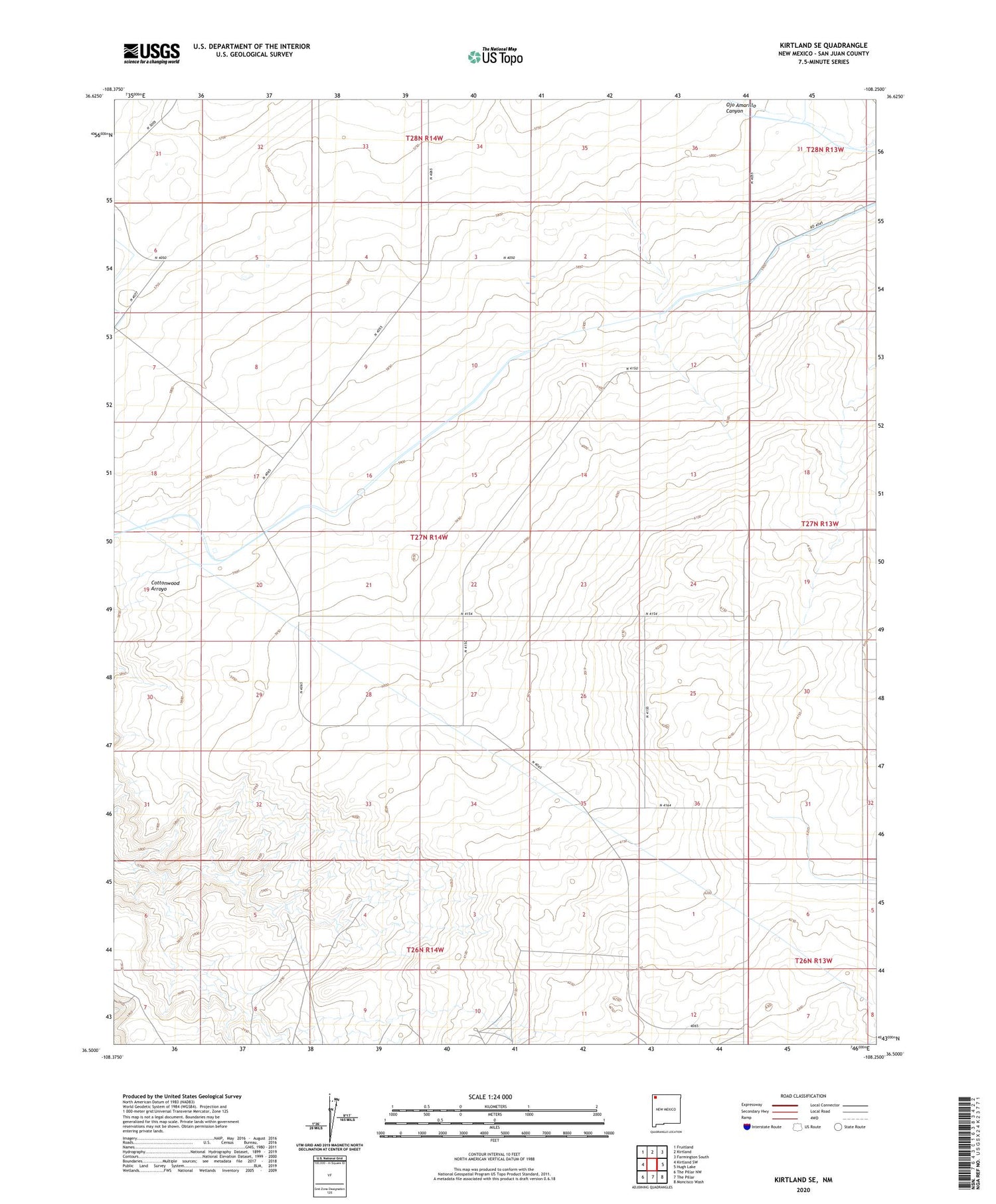 Kirtland SE New Mexico US Topo Map Image