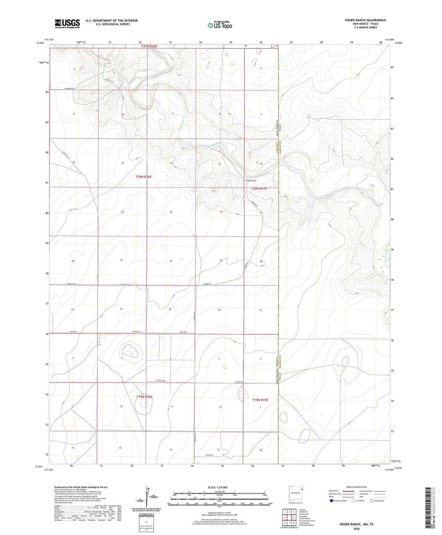Koger Ranch New Mexico US Topo Map Image