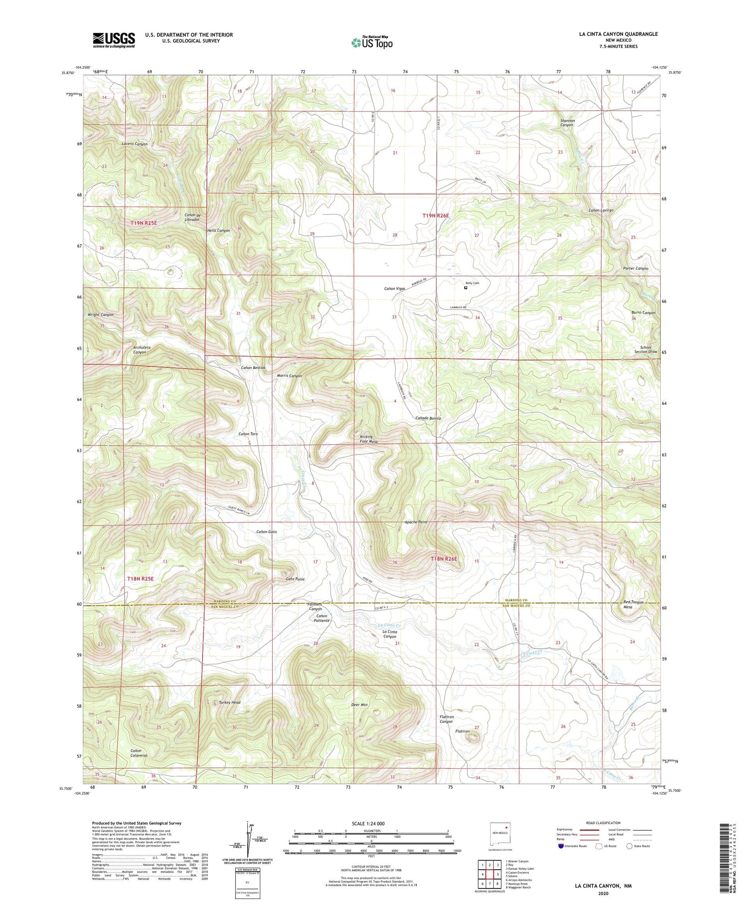 La Cinta Canyon New Mexico US Topo Map Image